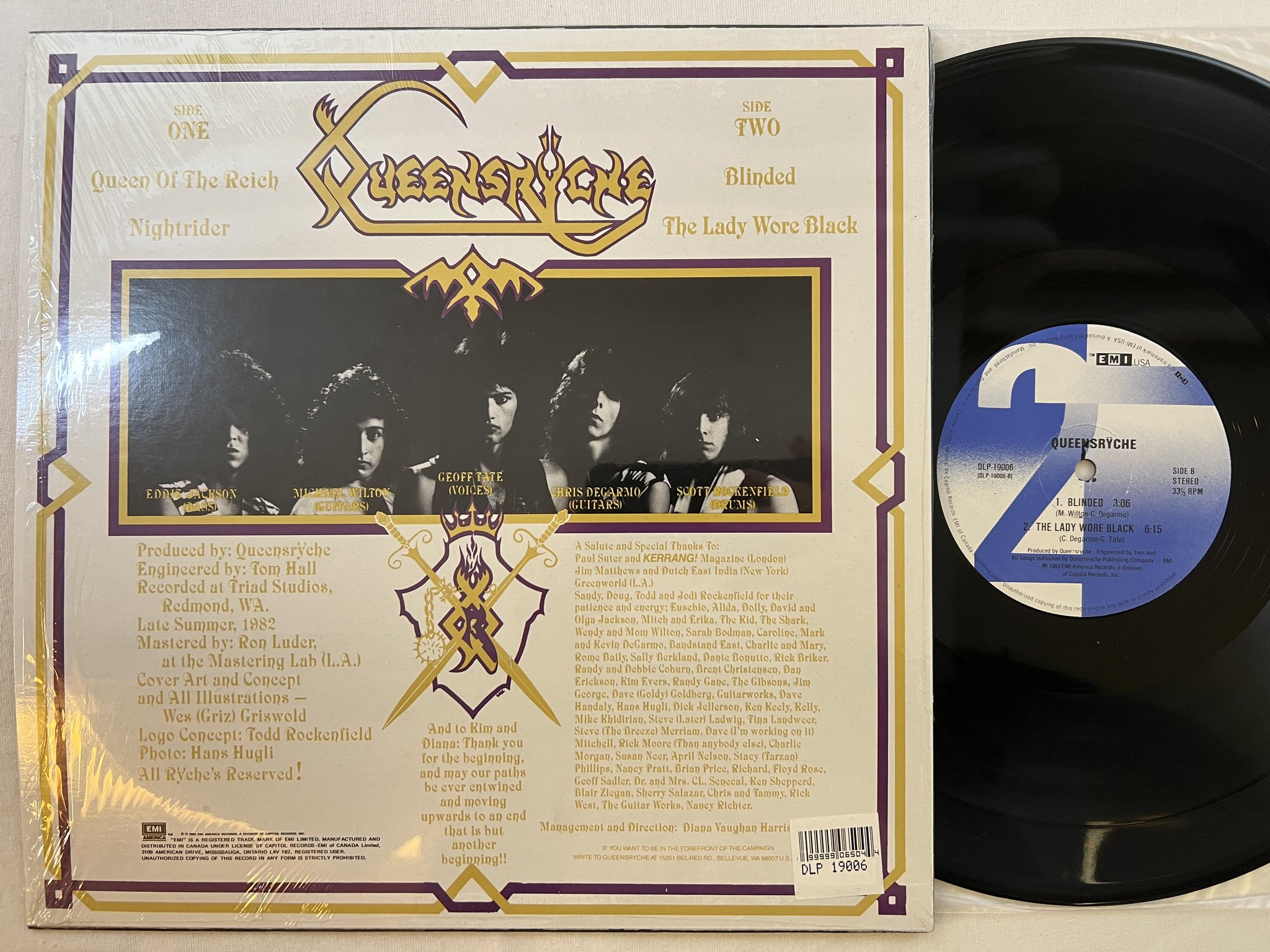 Omslagsbild för skivan QUEENSRYCHE s/t 12"ep -83 US EMI America DLP-19006