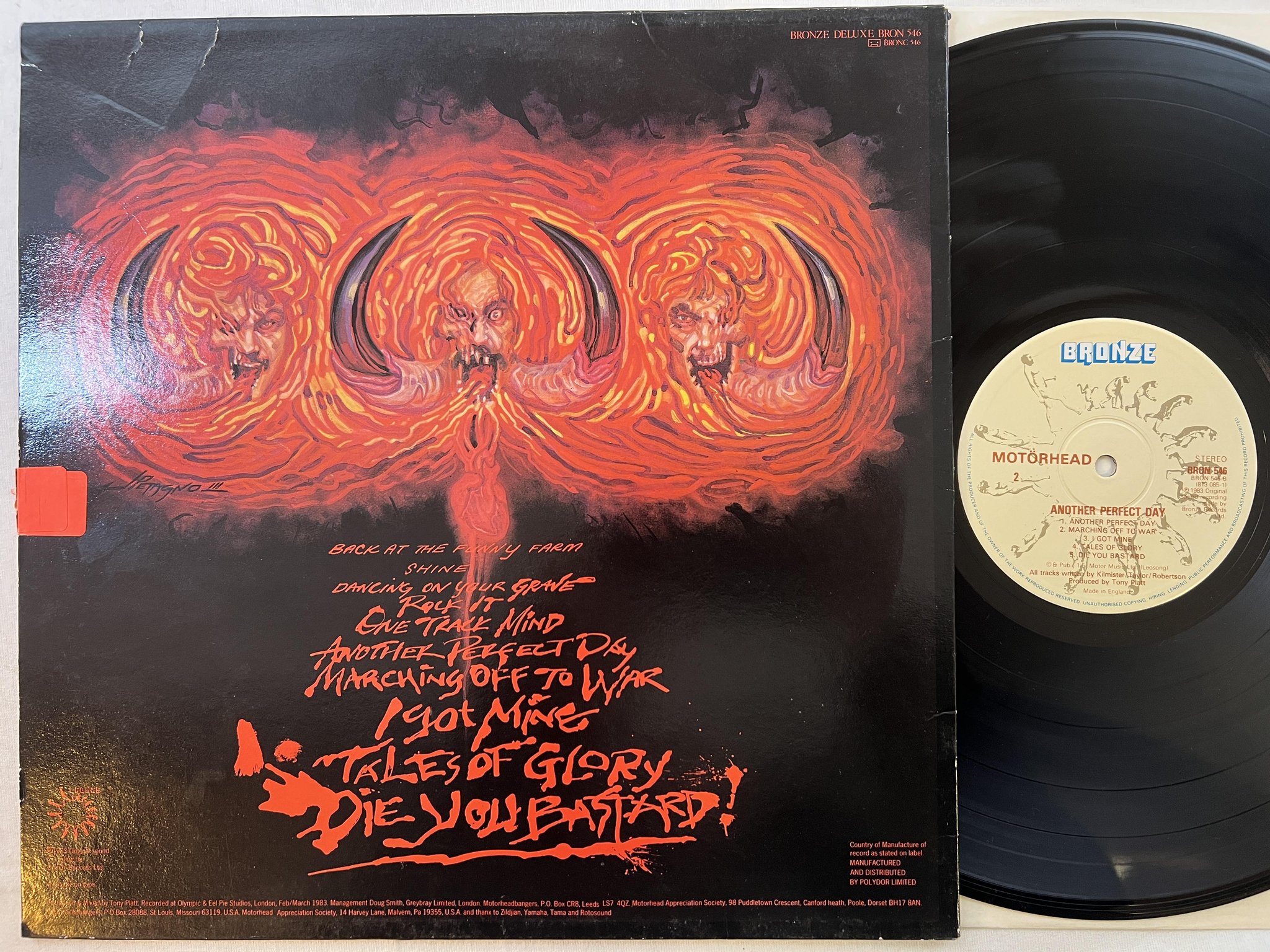 Omslagsbild för skivan MOTORHEAD another perfect day LP -83 UK BRONZE BRON 546