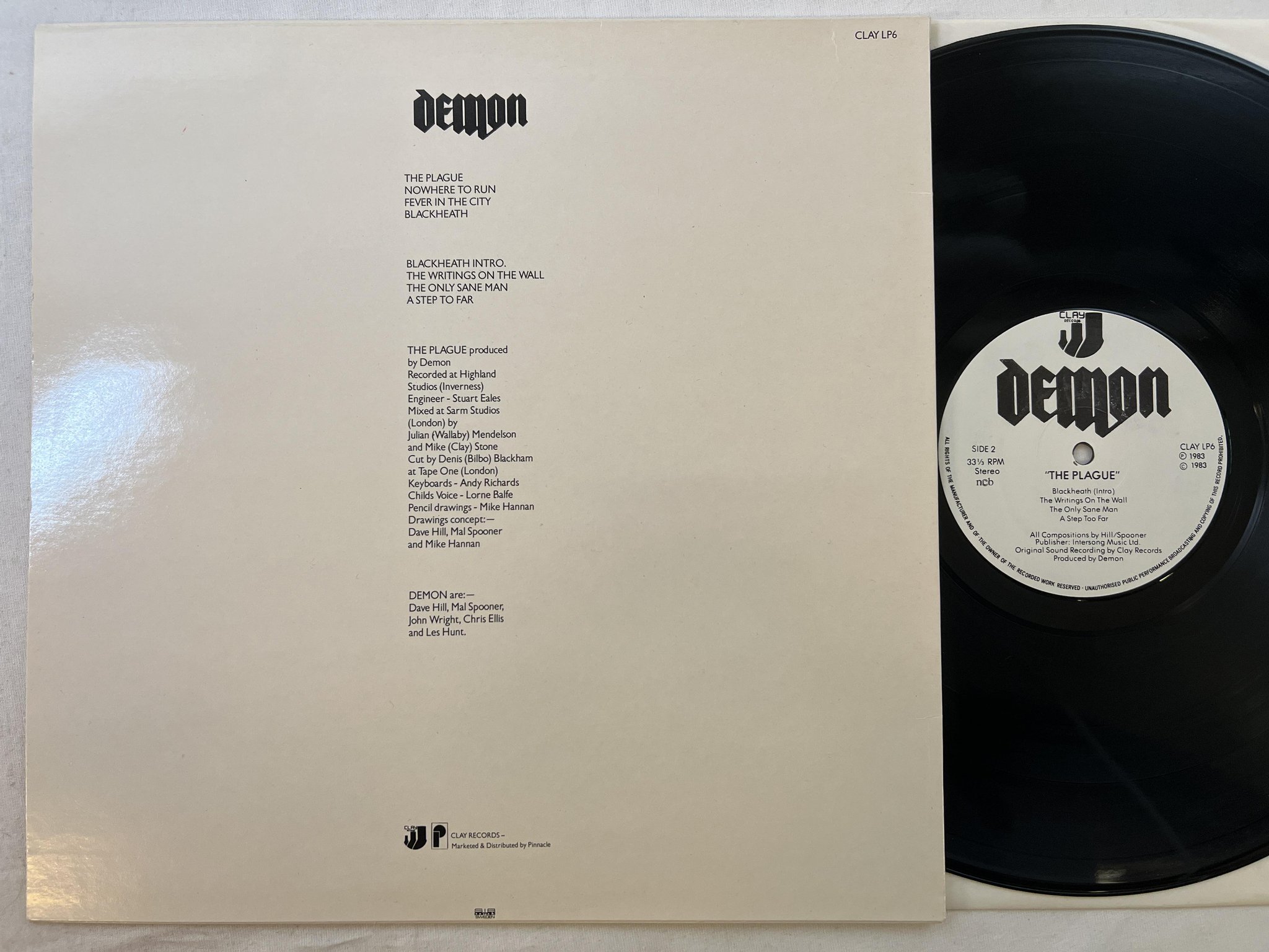 Omslagsbild för skivan DEMON the plague LP -83 ncb CLAY LP6