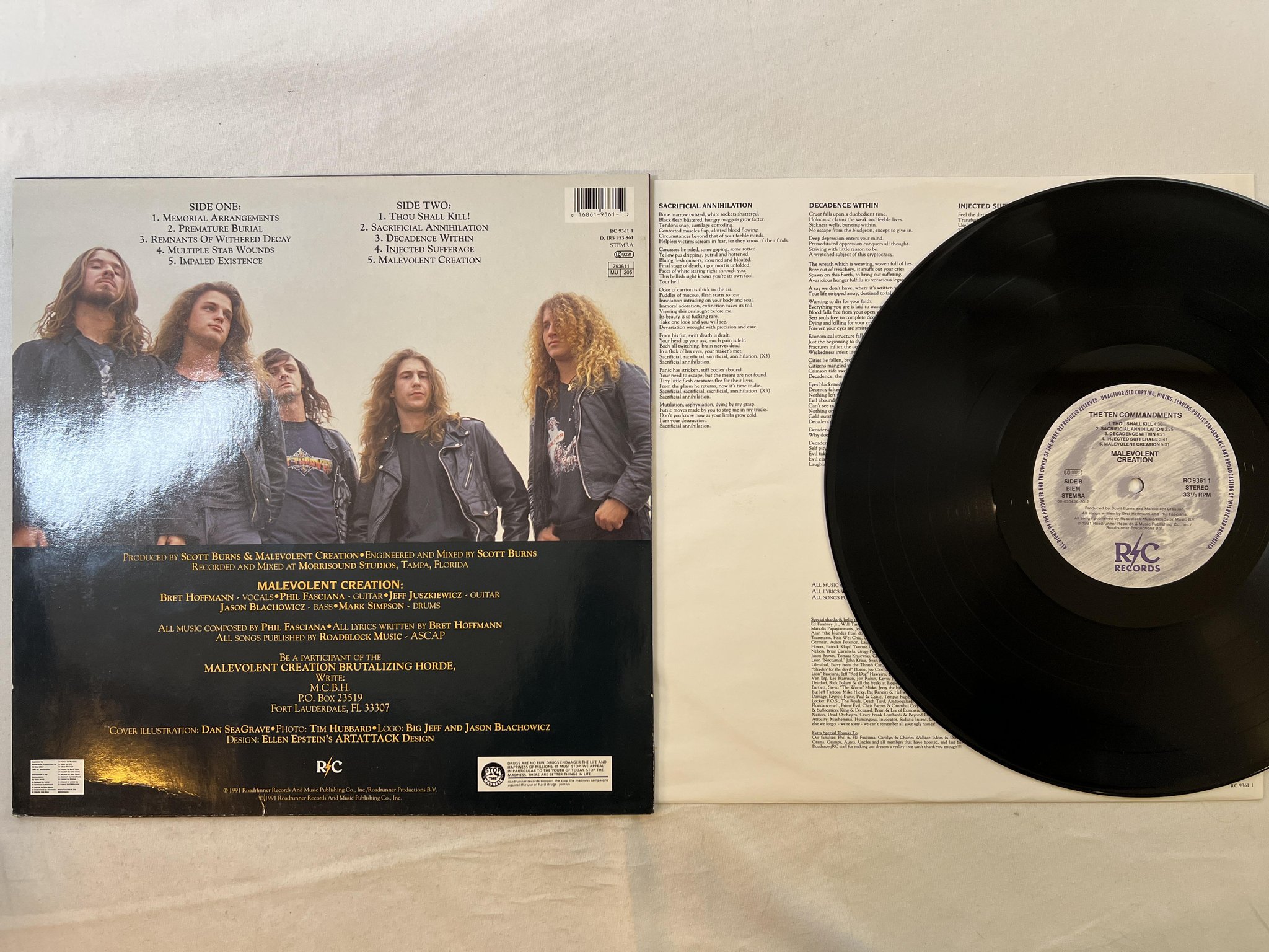 Omslagsbild för skivan MALEVOLENT CREATION The Ten Commandments LP -91 ROADRUNNER RR 93611 death metal