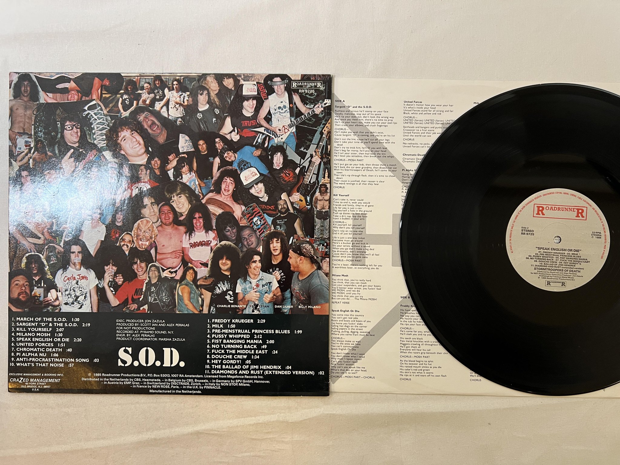 Omslagsbild för skivan STORMTROOPERS OF DEATH speak english or die LP -85 ROADRUNNER RR 9725