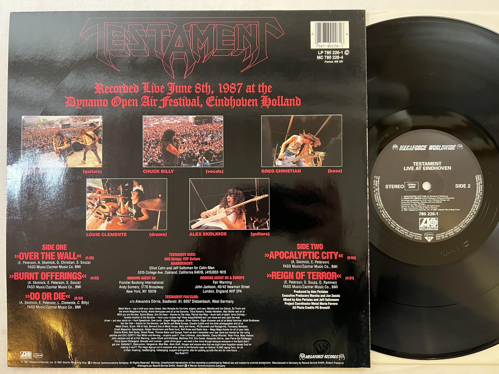 Omslagsbild för skivan TESTAMENT live at Eindhoven LP -87 Ger MEGAFORCE WORLDWIDE 780 226-1