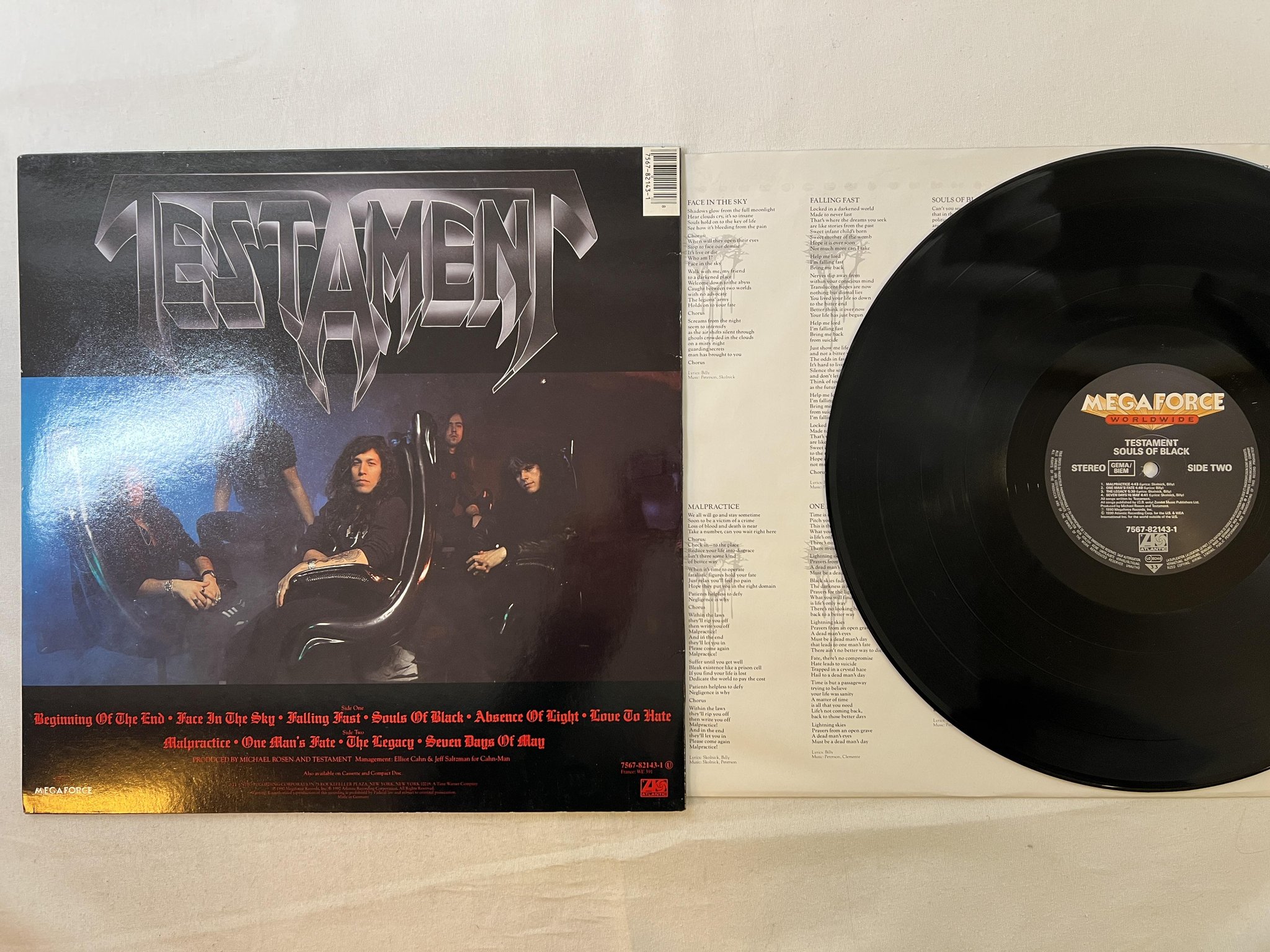 Omslagsbild för skivan TESTAMENT souls of black LP -90 Ger MEGAFORCE WORLDWIDE 7567-82143-1