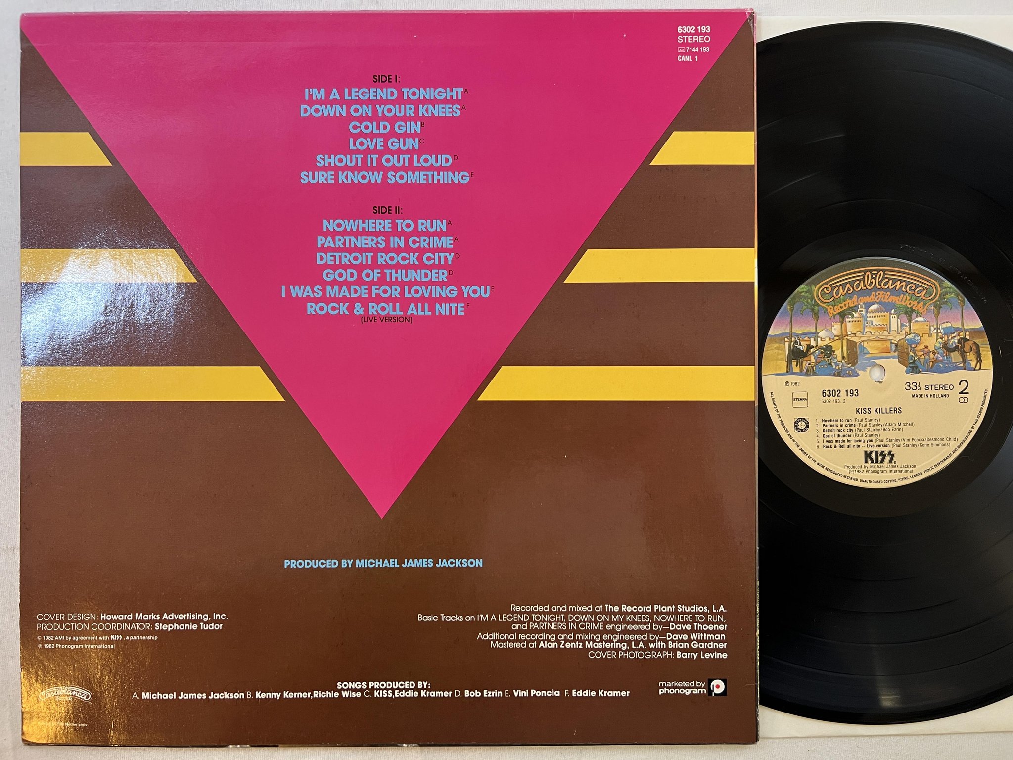 Omslagsbild för skivan KISS killers LP Hol CASABLANCA 6302 193