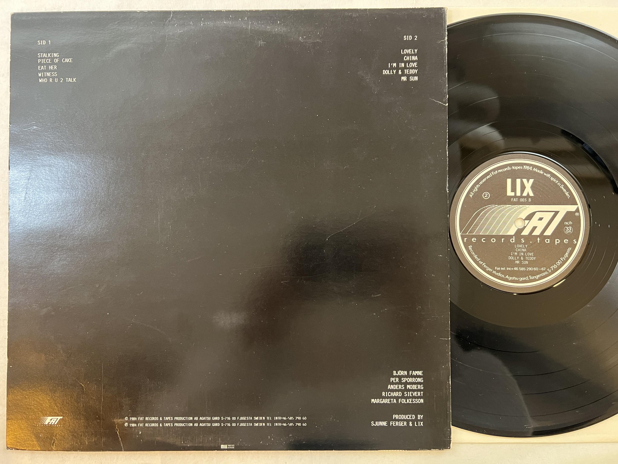 Omslagsbild för skivan LIX s/t LP -84 Swe FAT RECORDS & TAPES FAT 003 new wave / leftfield