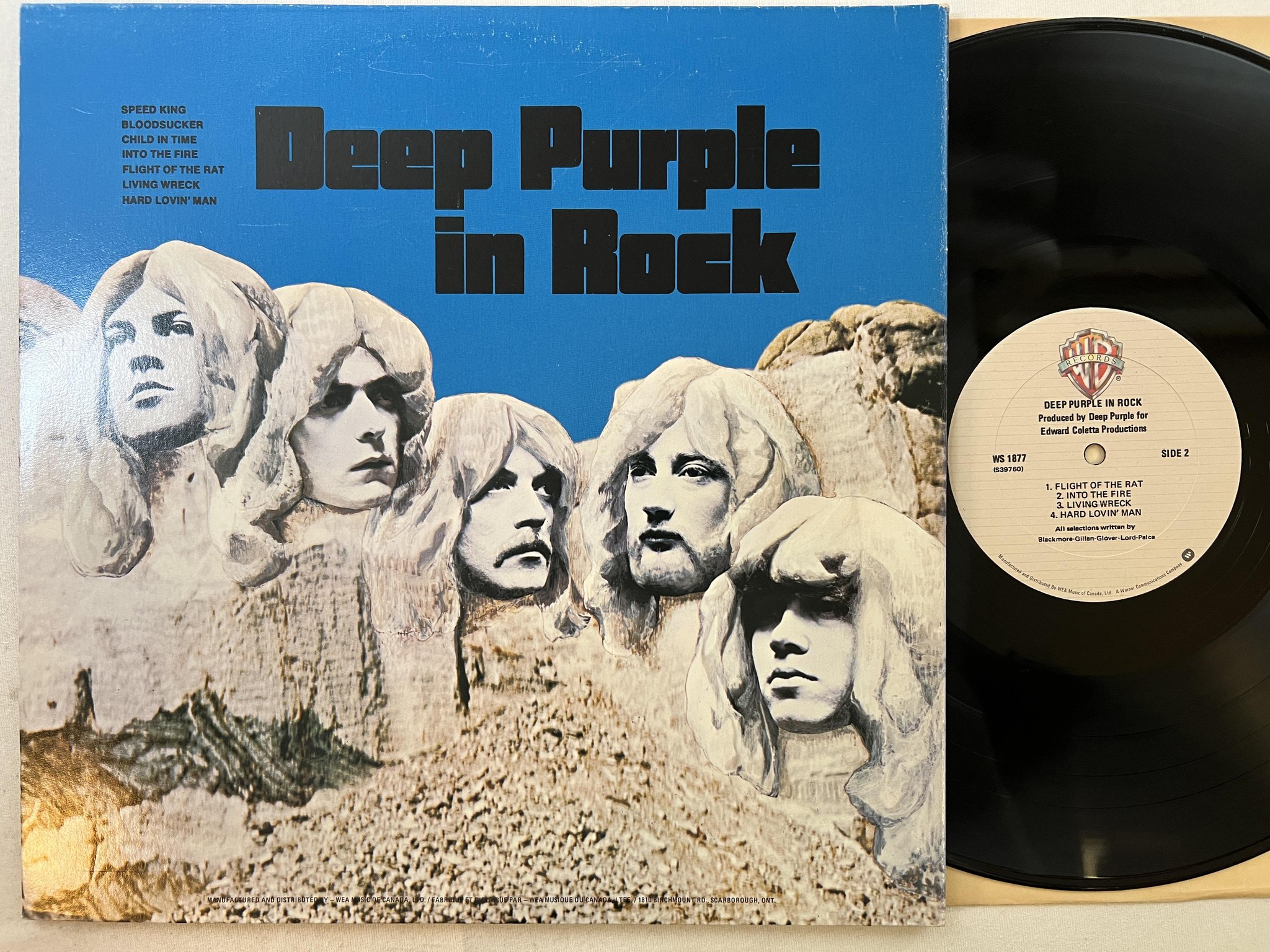 Omslagsbild för skivan DEEP PURPLE in rock LP Can WARNER BROS WS 1877