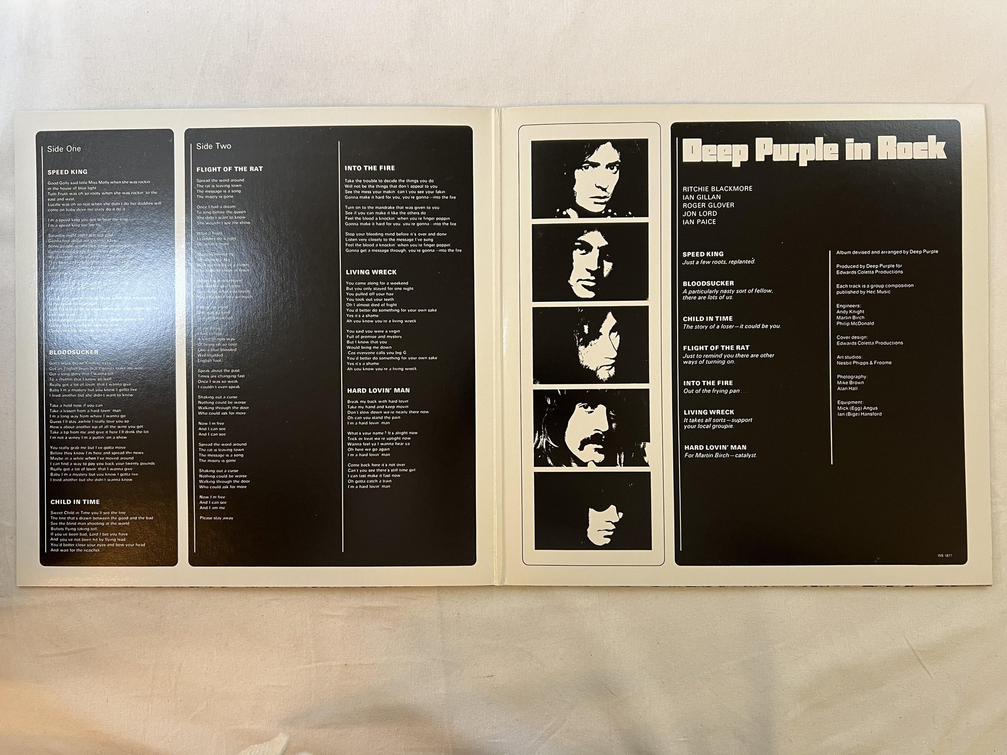 Omslagsbild för skivan DEEP PURPLE in rock LP Can WARNER BROS WS 1877