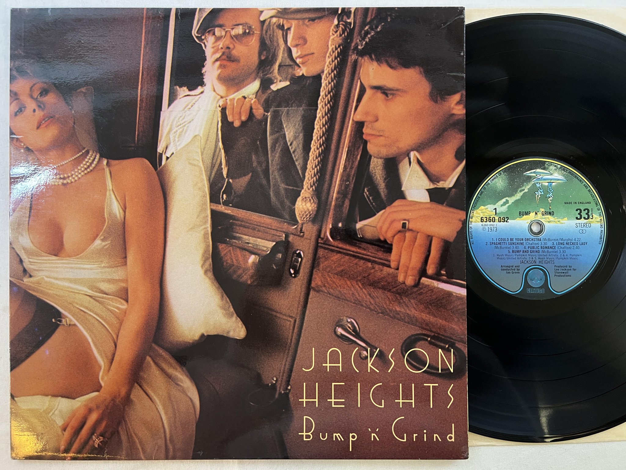 Omslagsbild för skivan JACKSON HEIGHTS bump n grind LP -73 UK VERTIGO 6360092