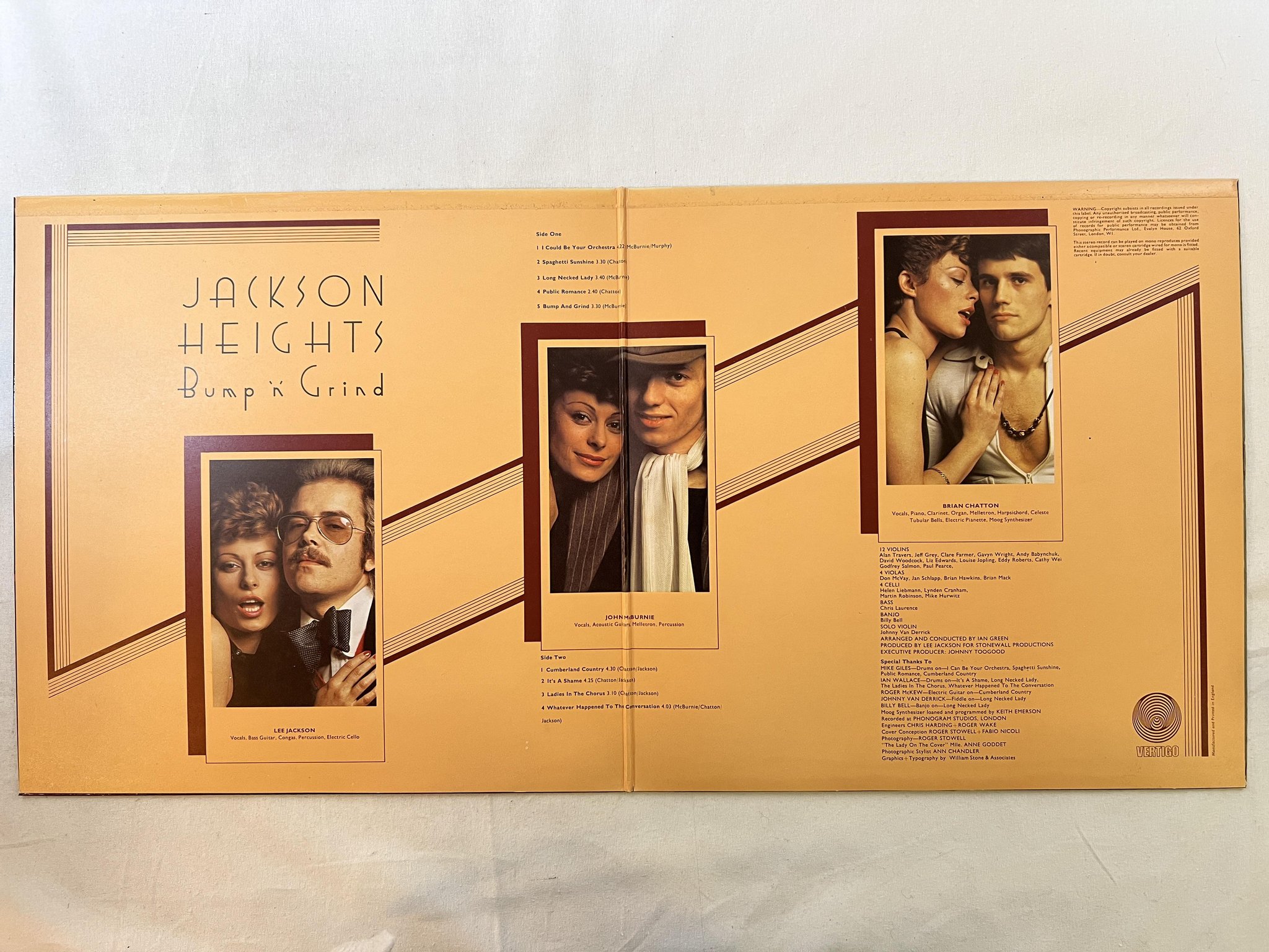 Omslagsbild för skivan JACKSON HEIGHTS bump n grind LP -73 UK VERTIGO 6360092