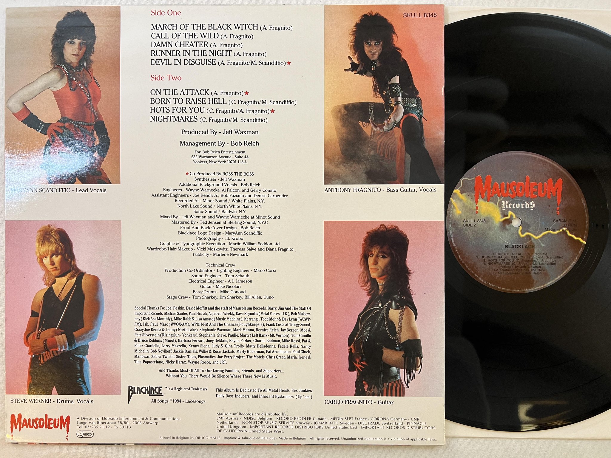 Omslagsbild för skivan BLACKLACE unlaced LP -84 Belgium MAUSOLEUM SKULL 8348