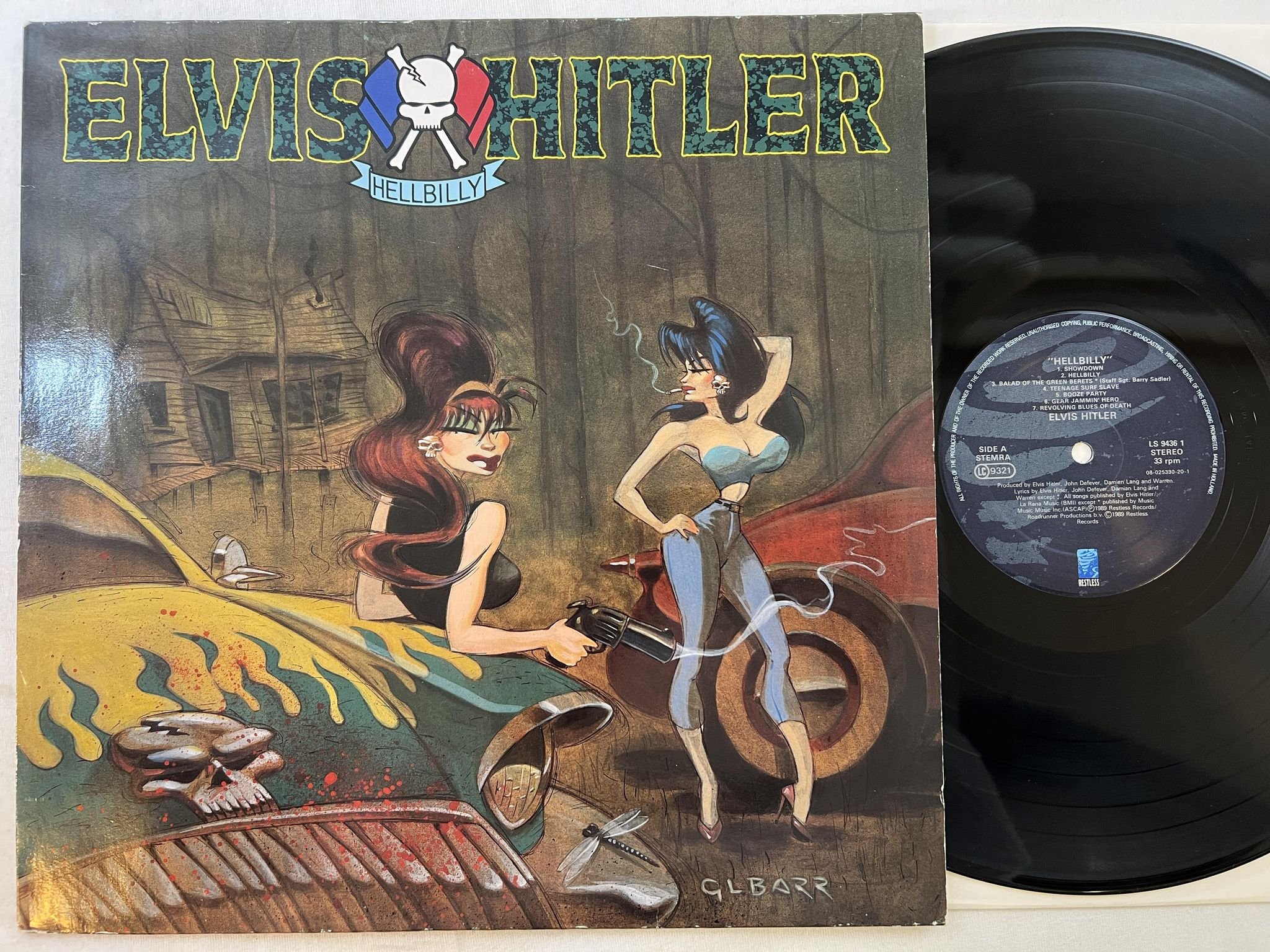 Omslagsbild för skivan ELVIS HITLER hellbilly LP -89 Hol RESTLESS LS 94361 psychobilly