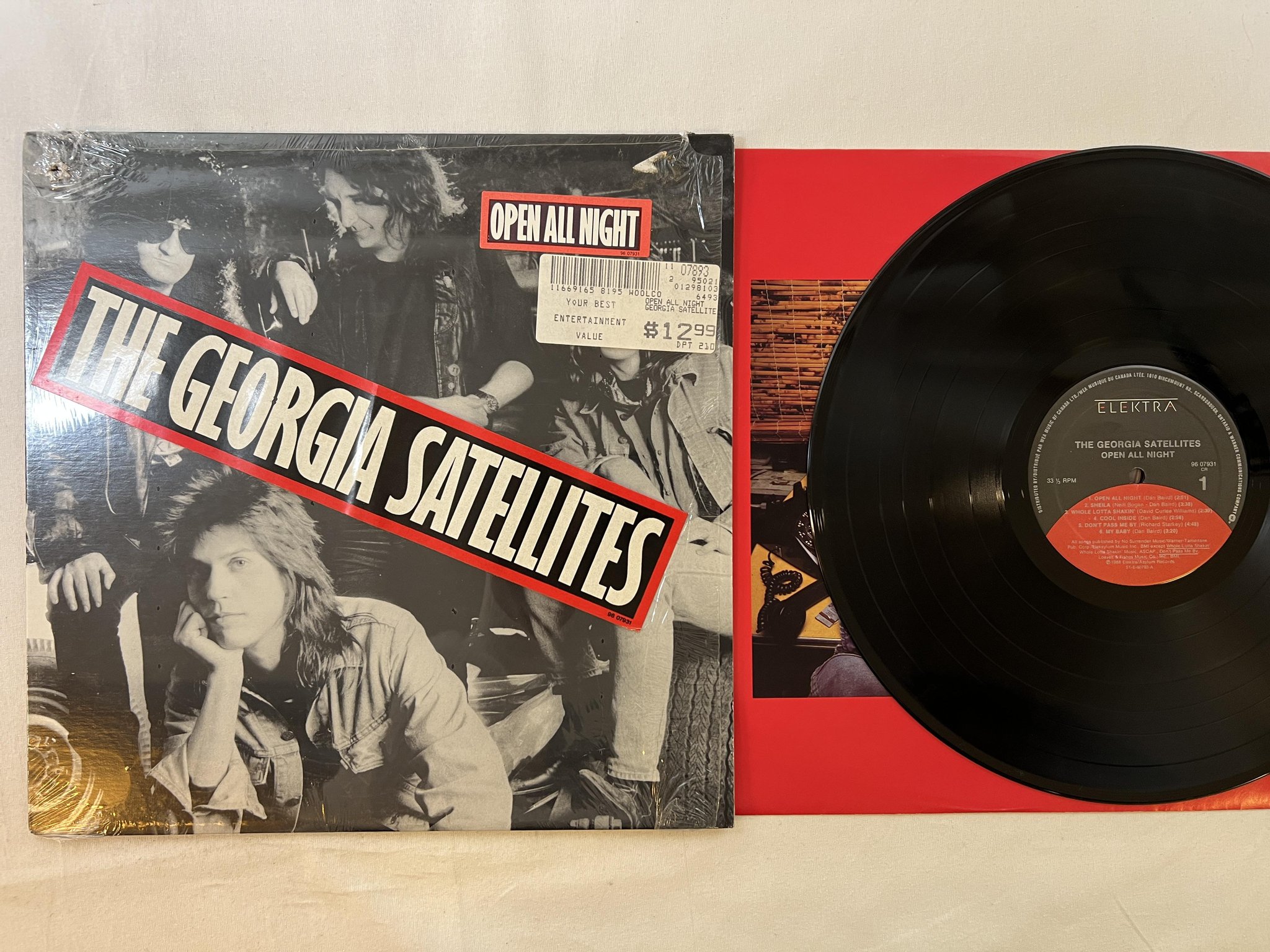 Omslagsbild för skivan THE GEORGIA SATELLITES open all night LP -88 Can ELEKTRA 9607931