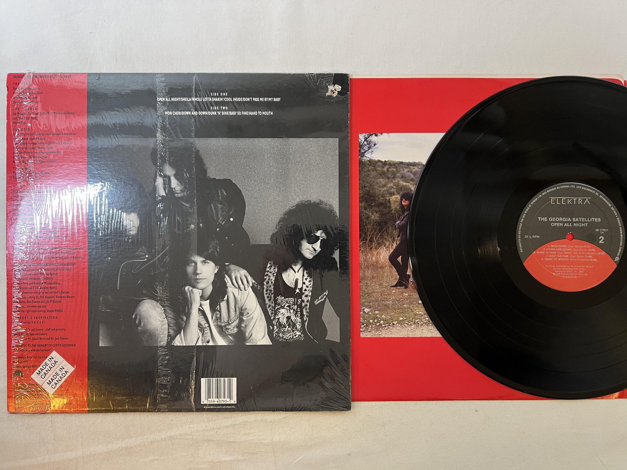 Omslagsbild för skivan THE GEORGIA SATELLITES open all night LP -88 Can ELEKTRA 9607931