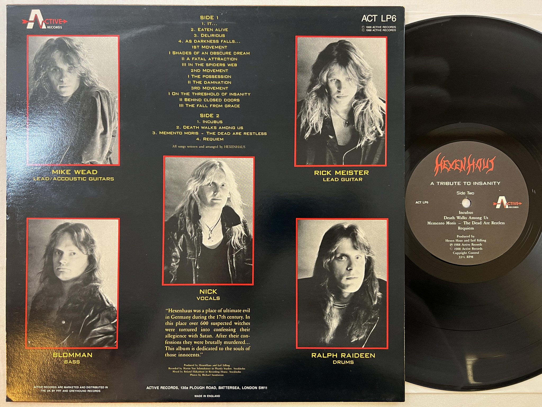 Omslagsbild för skivan HEXENHAUS A Tribute To Insanity LP -88 UK active ACT LP6