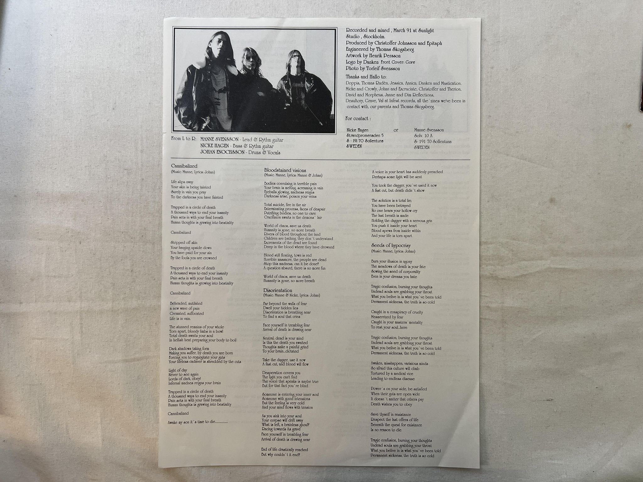 Omslagsbild för skivan EPITAPH & EXCRUCIATE split-LP -91 Fra INFEST INF 002- NR 335 ** death metal **