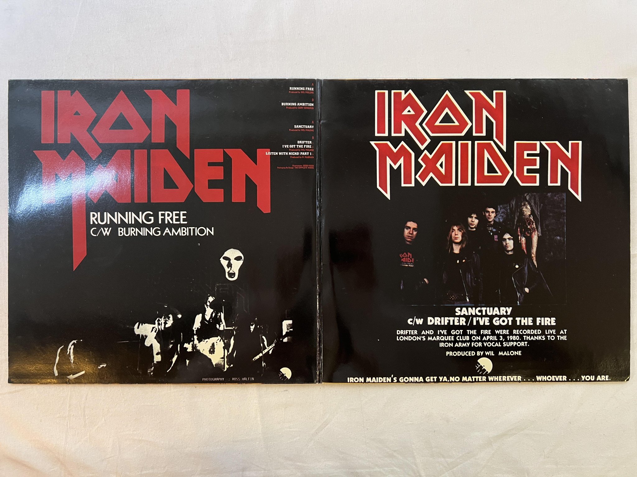 Omslagsbild för skivan IRON MAIDEN running free 2x12" -90 Ger EMI 198-20 3718 6