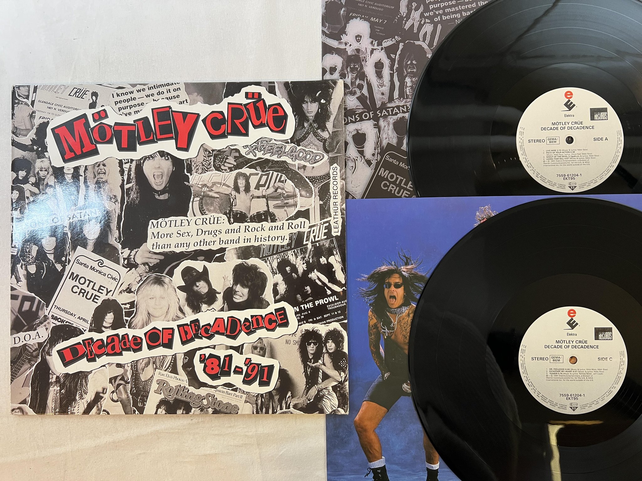 Omslagsbild för skivan MÖTLEY CRÜE decade of decadence 2xLP -91 Ger ELEKTRA 7559-61204-1