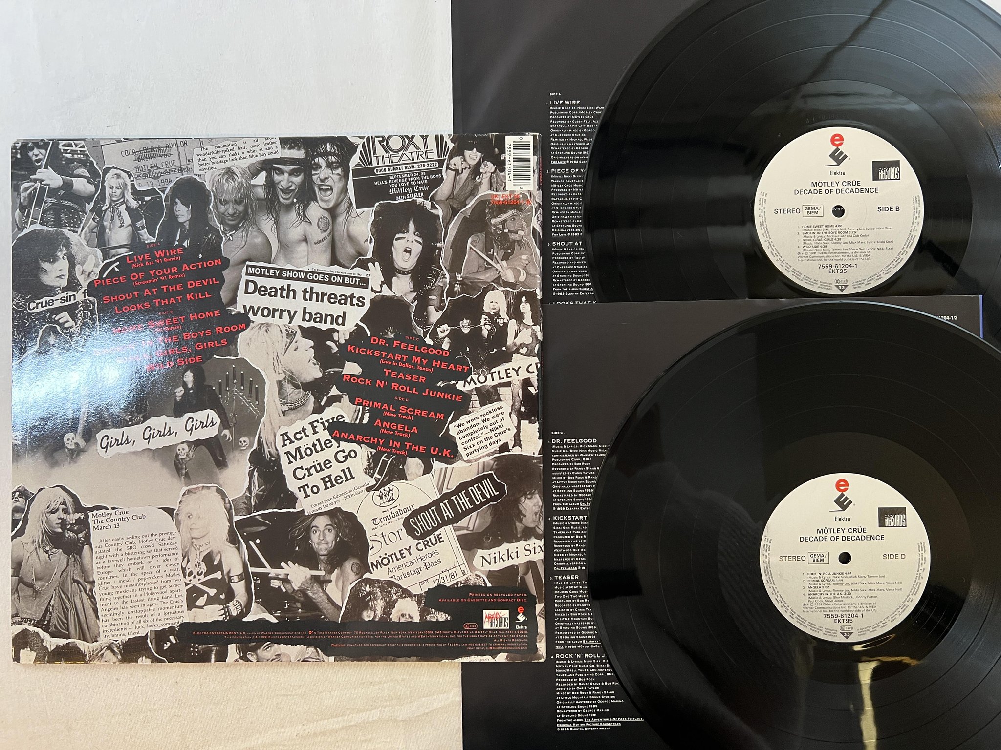Omslagsbild för skivan MÖTLEY CRÜE decade of decadence 2xLP -91 Ger ELEKTRA 7559-61204-1