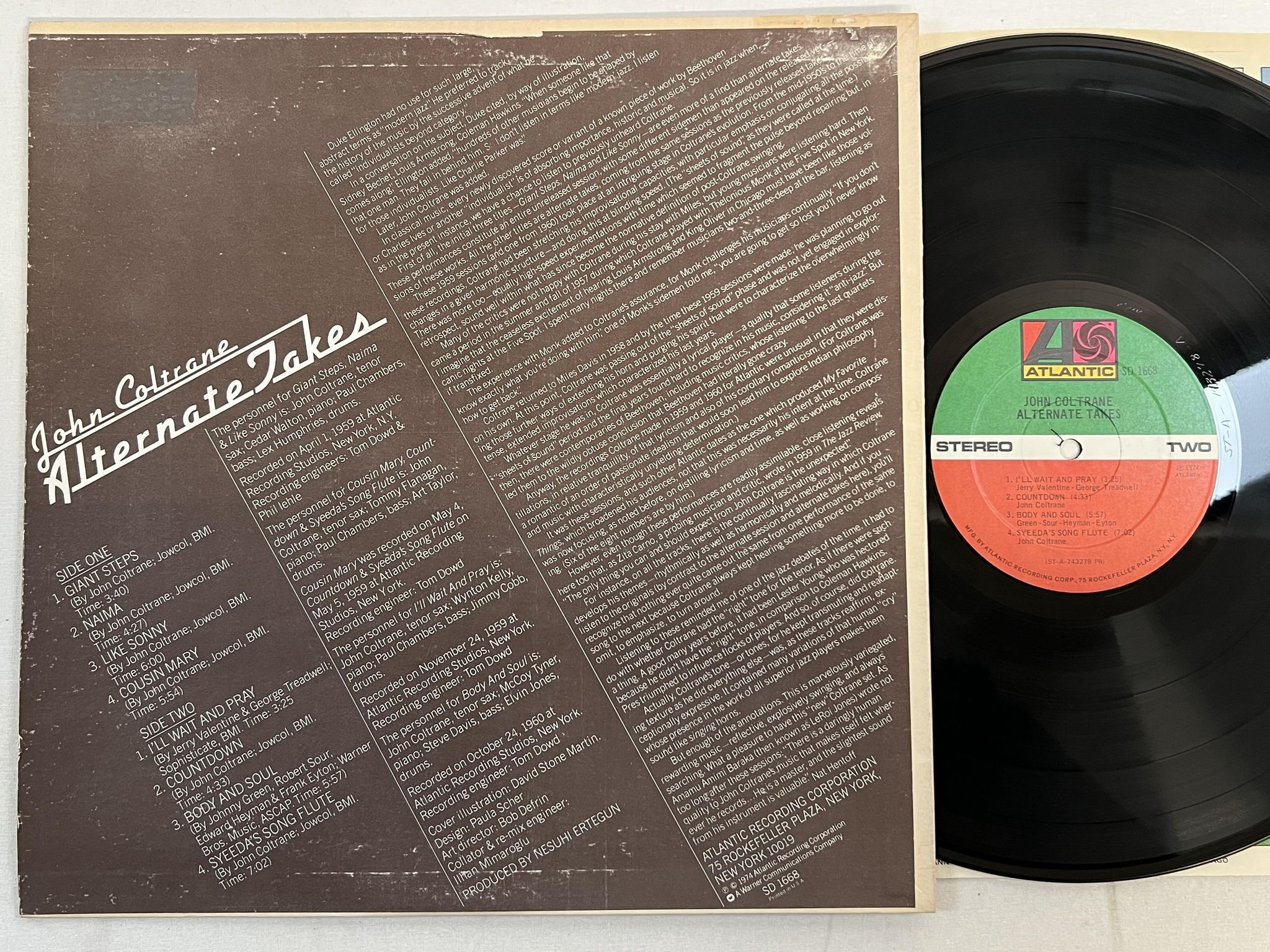 Omslagsbild för skivan JOHN COLTRANE alternate takes LP -74 US ATLANTIC SD 1668