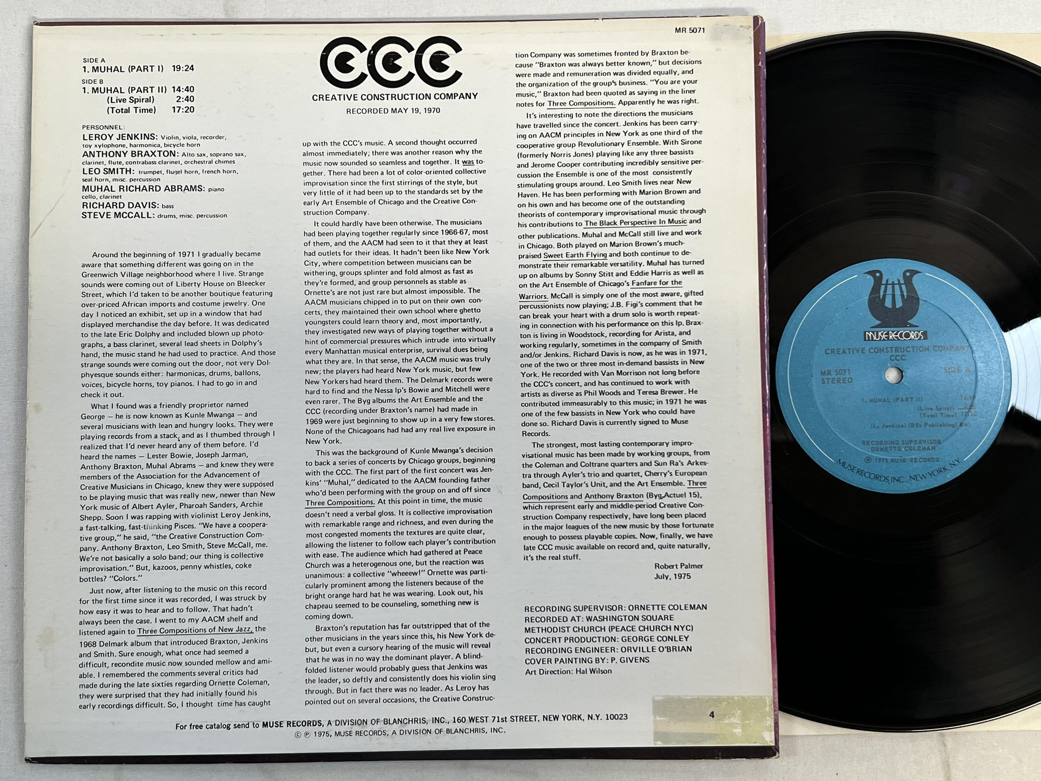 Omslagsbild för skivan CREATIVE CONSTRUCTION COMPANY s/t LP -75 US MUSE MR 5071 free jazz