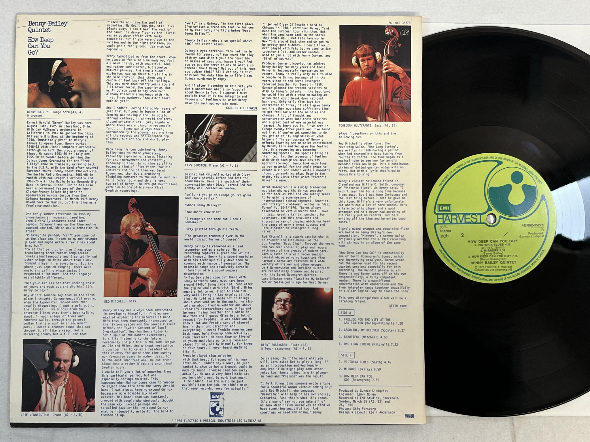 Omslagsbild för skivan BENNY BAILEY QUINTET how deep can you go? LP -76 Swe HARVEST 4E 062-35278