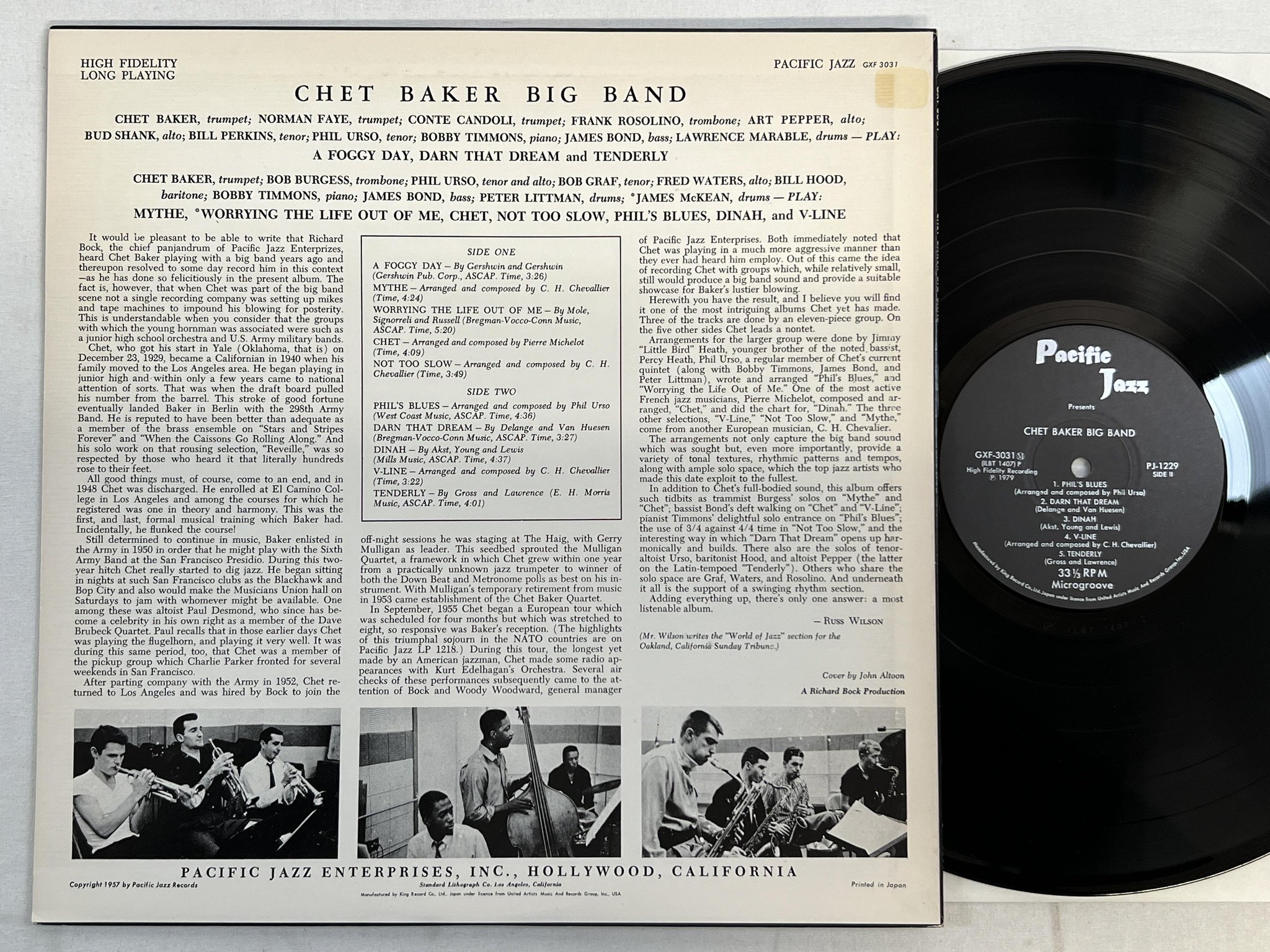 Omslagsbild för skivan CHET BAKER BIG BAND s/t LP Japan PACIFIC JAZZ GXF-3031 mono