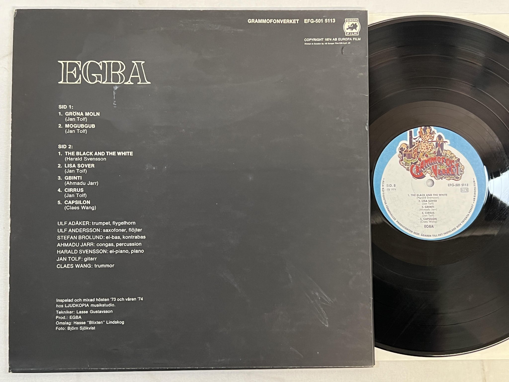 Omslagsbild för skivan EGBA s/t LP -74 GRAMMOFONVERKET EFG-501 5113 *** GREAT ALBUM ***