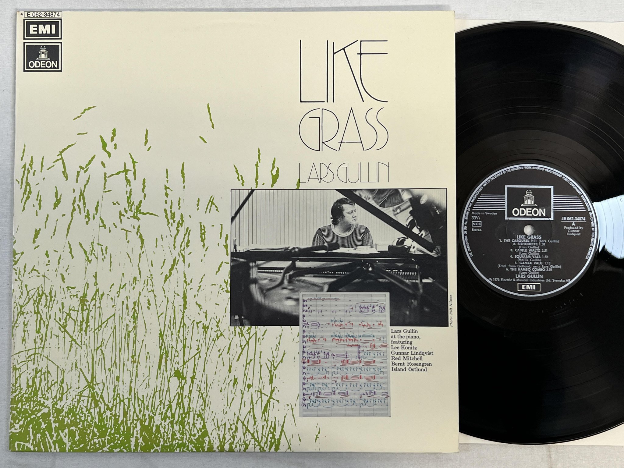 Omslagsbild för skivan LARS GULLIN like grass LP -73 Swe ODEON 4E 062-34874
