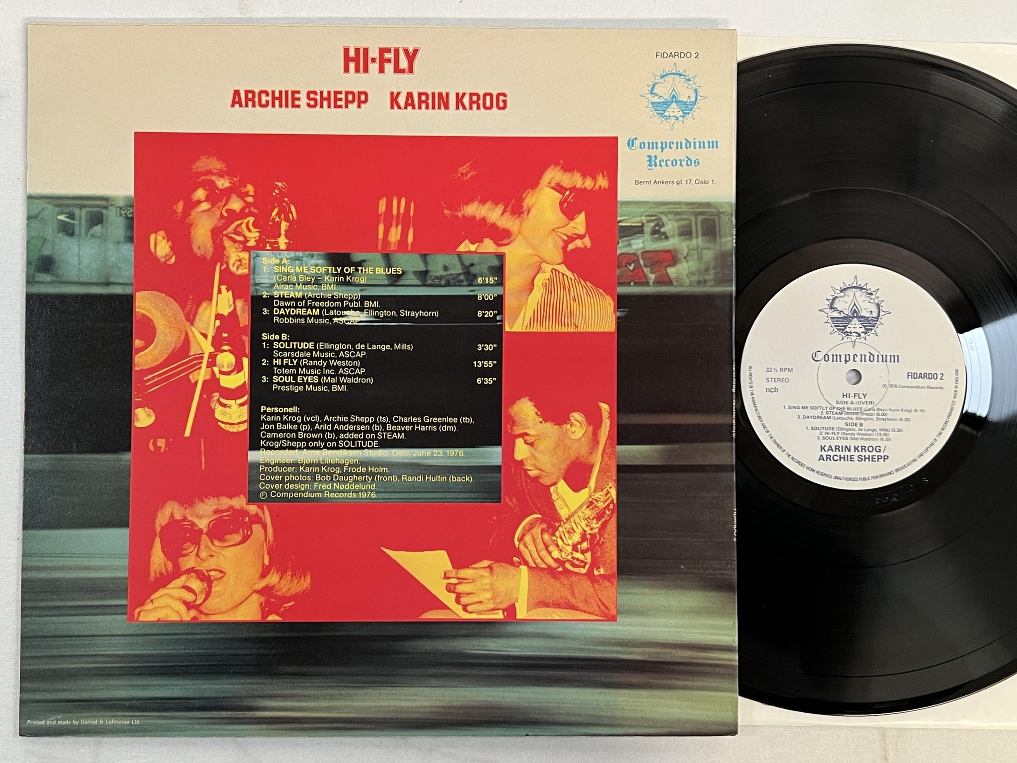 Omslagsbild för skivan KARIN KROG / ARCHIE SHEPP hi-fly LP -76 ncb COMPENDIUM FIDARDO-2