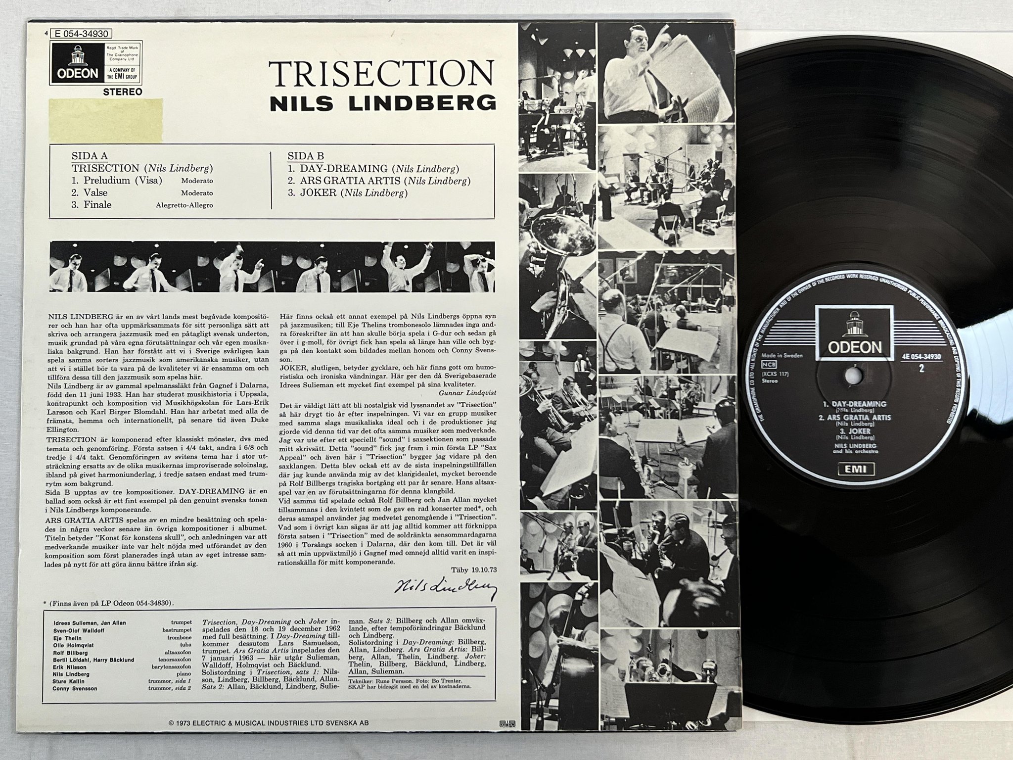 Omslagsbild för skivan NILS LINDBERG trisection LP re Swe ODEON E 054-34930