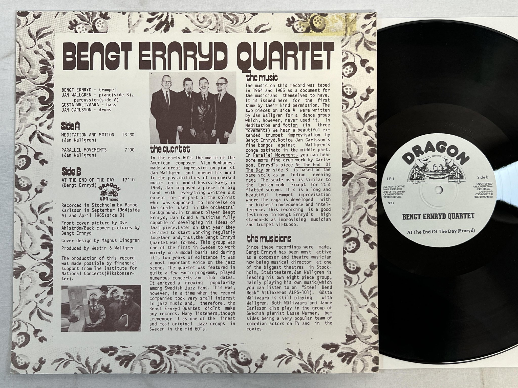 Omslagsbild för skivan BENGT ERNRYD QUARTET 1964-65 LP -75 DRAGON LP 1