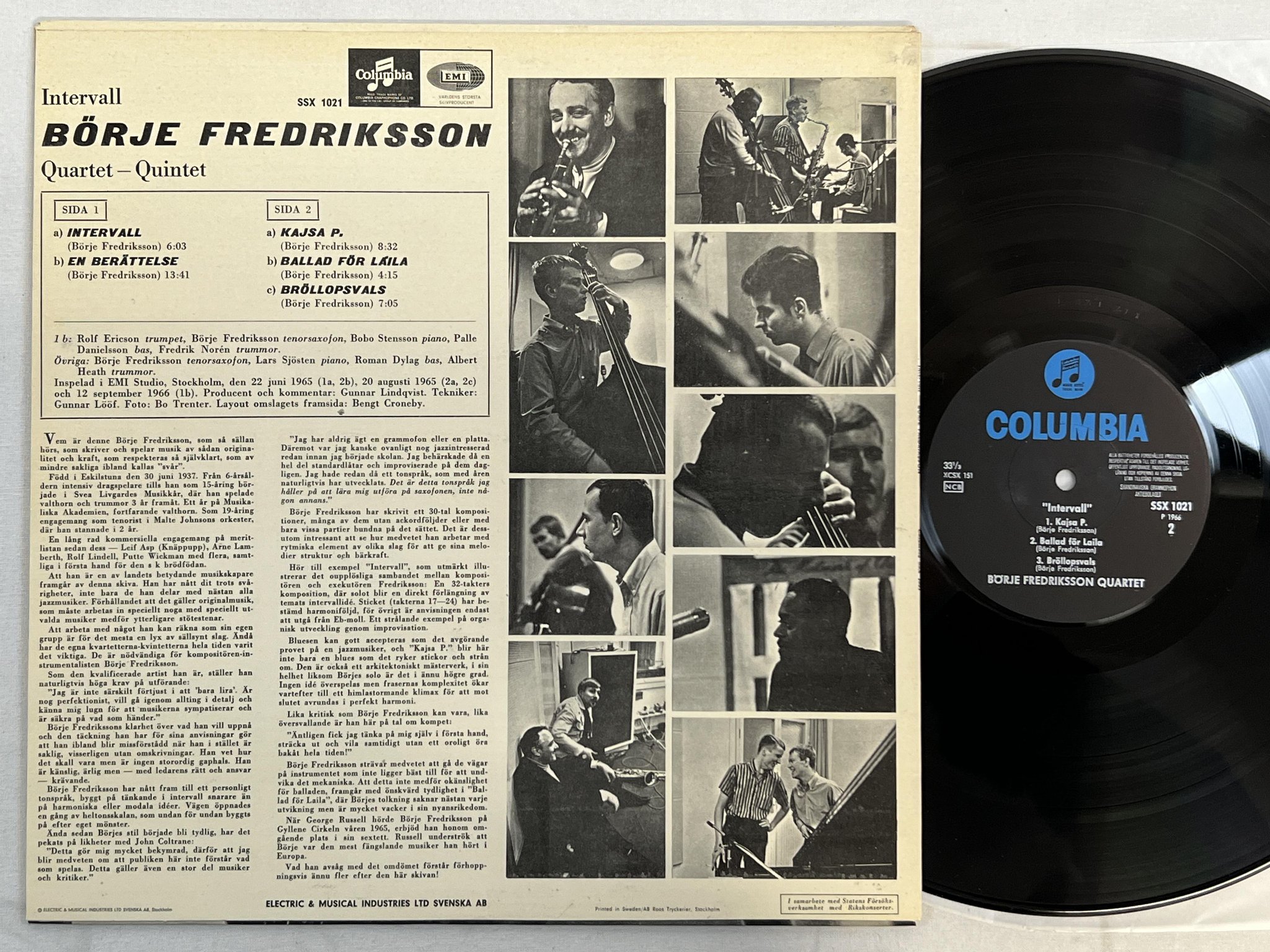 Omslagsbild för skivan BÖRJE FREDRIKSSON QUARTET intervall LP -66 Swe COLUMBIA SSX 1021 * ULTRA RARE *