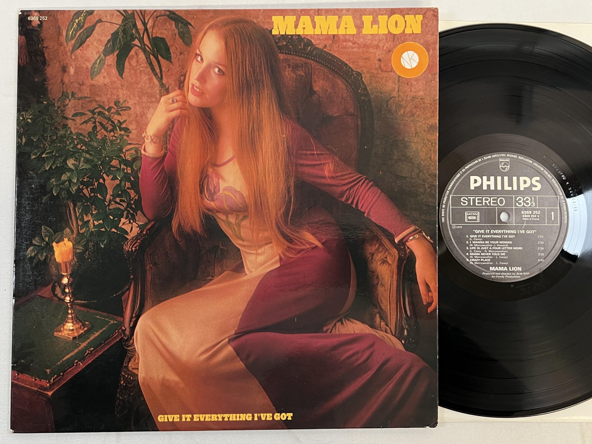 Omslagsbild för skivan MAMA LION give it everything I've got LP -73 Fra PHILIPS 6369 252