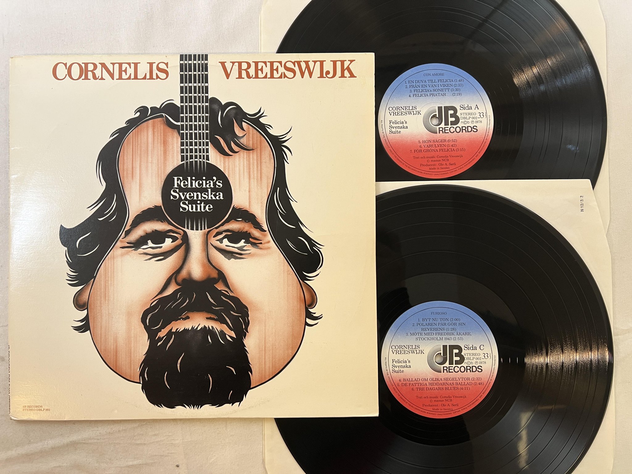 Omslagsbild för skivan CORNELIS VREESWIJK 2xLP -78 Swe JB DBLP 002