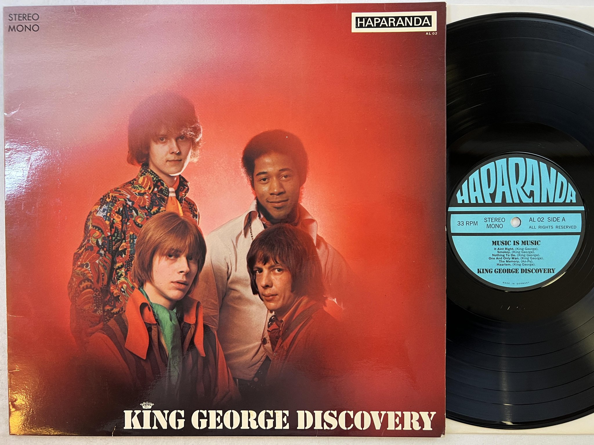 Omslagsbild för skivan KING GEORGE DISCOVERY music is music LP -69 Swe HAPARANDA AL 02 ** Psych **