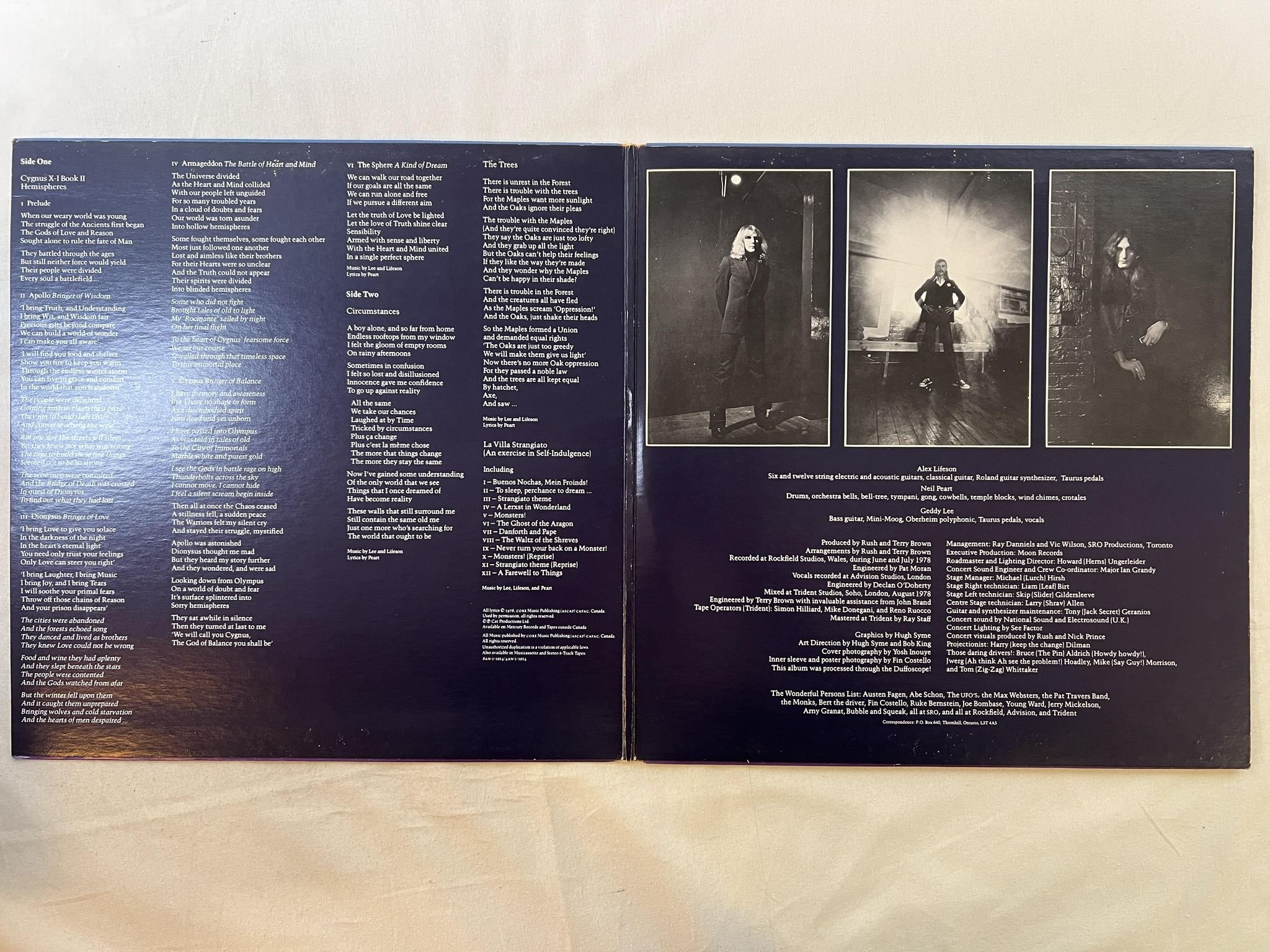 Omslagsbild för skivan RUSH hemispheres LP -78 Can ANTHEM SANR-1-1015 *** RED VINYL ***