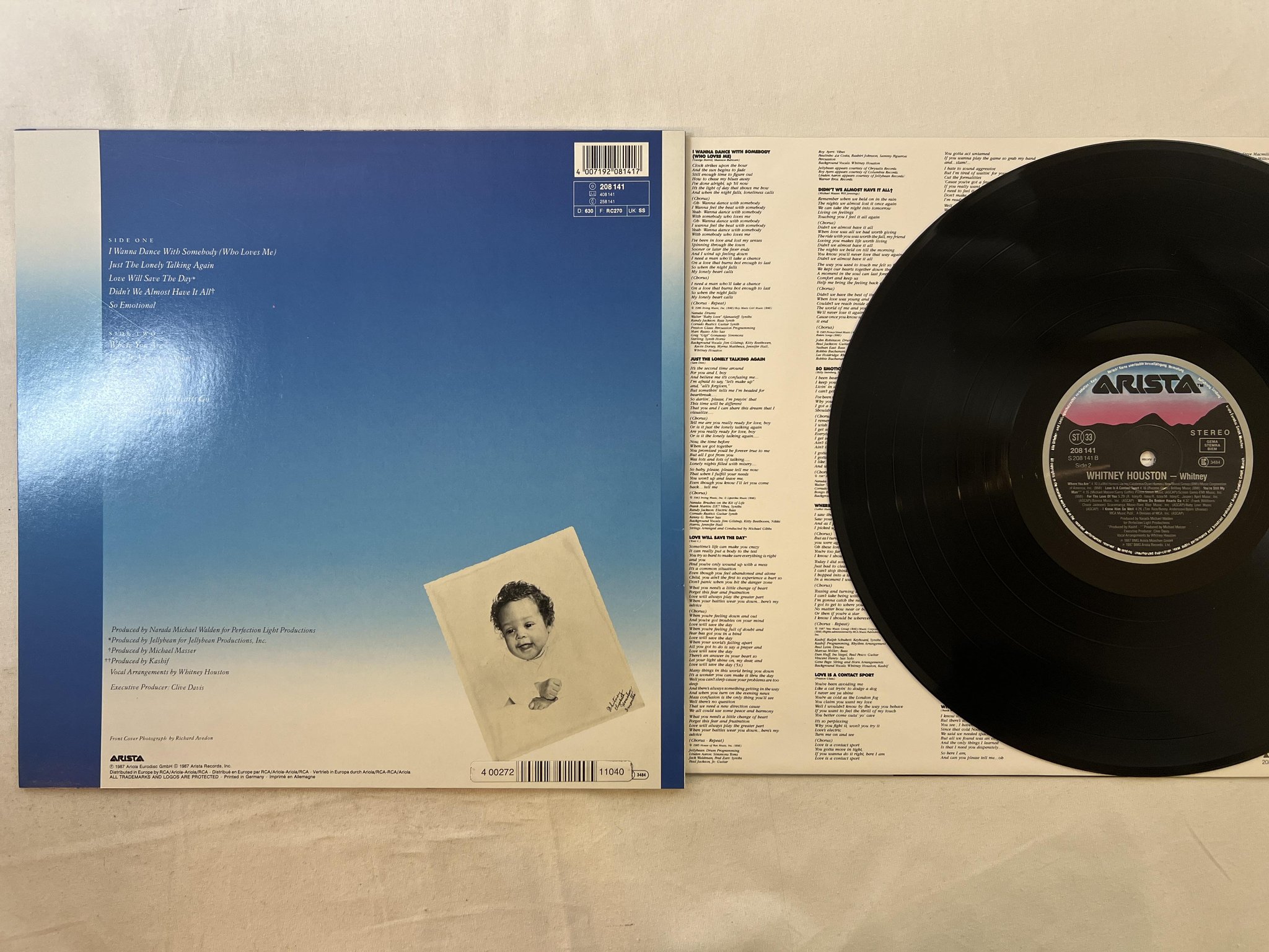 Omslagsbild för skivan WHITNEY HOUSTON whitney LP -87 Ger ARISTA 208141