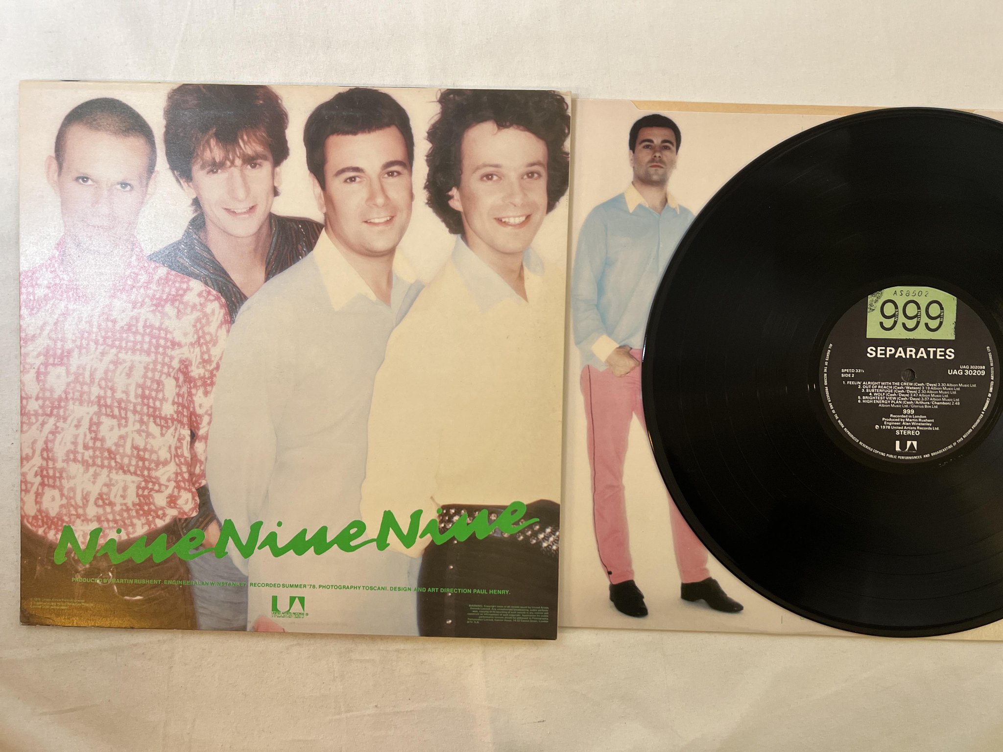 Omslagsbild för skivan 999 separates LP -78 UK UNITED ARTISTS UAG 30209