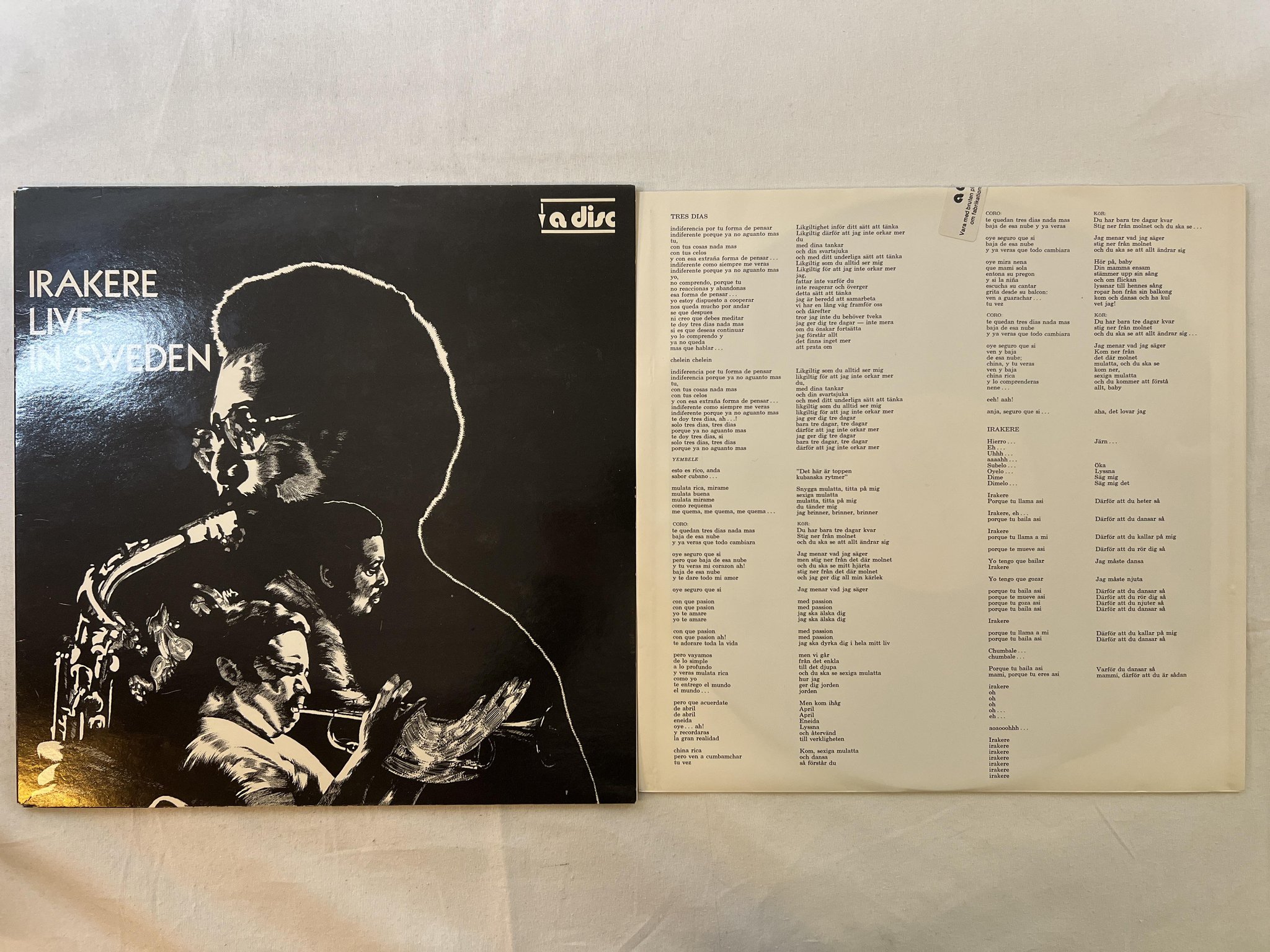 Omslagsbild för skivan IRAKERE live in Sweden LP -81 Swe A DISC BS 810110