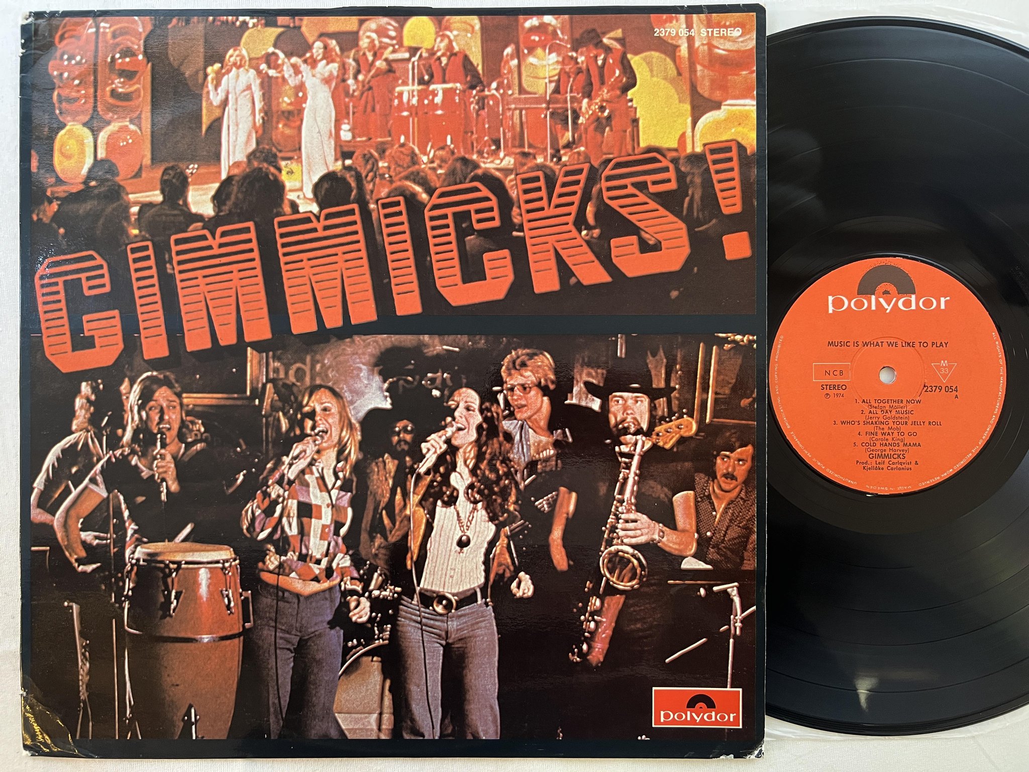 Omslagsbild för skivan GIMMICKS music is what we like to play LP -74 Swe POLYDOR 2379054 ** soul **