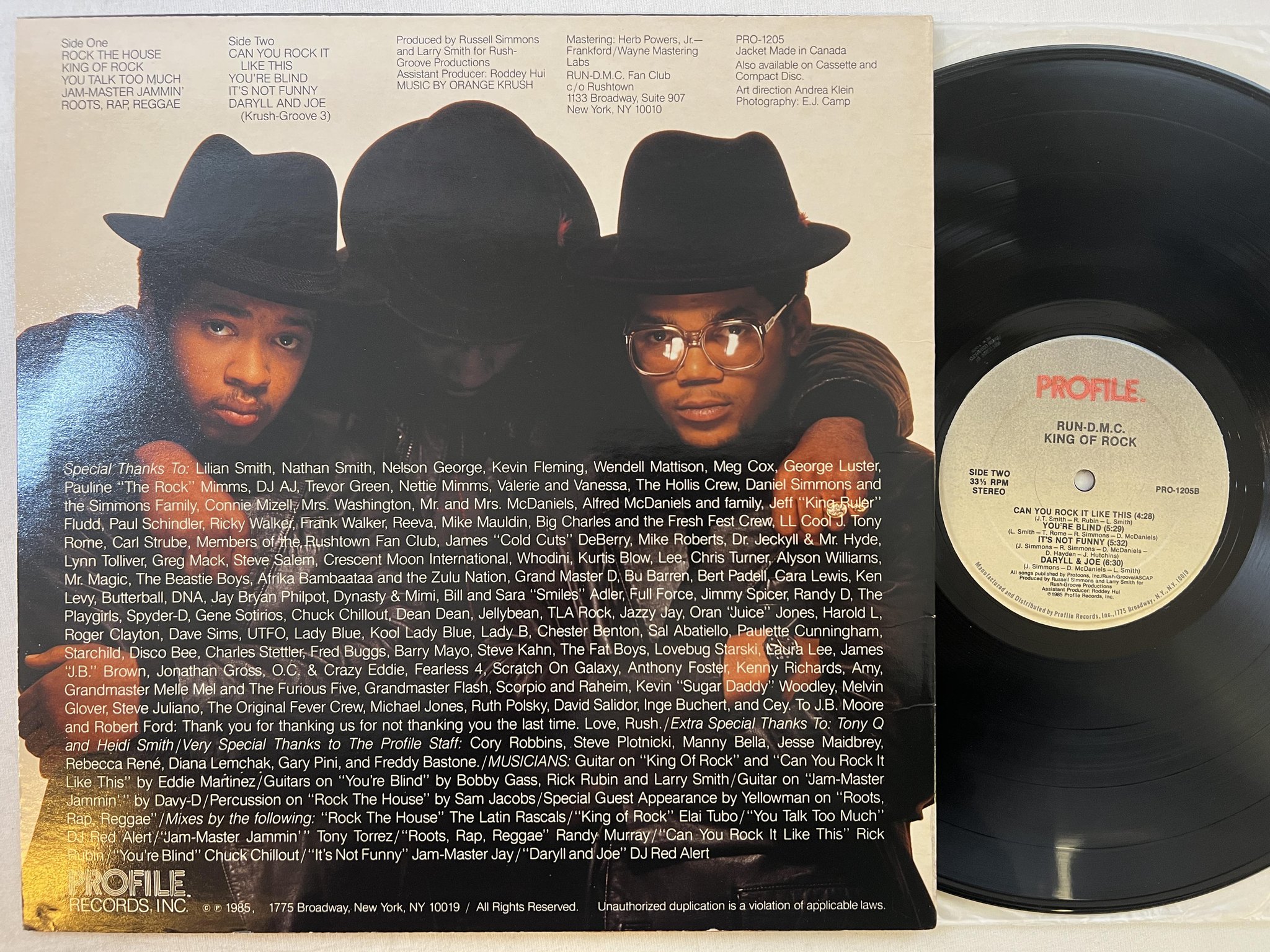 Omslagsbild för skivan RUN DMC king of rock LP -85 US PROFILE PRO 1205