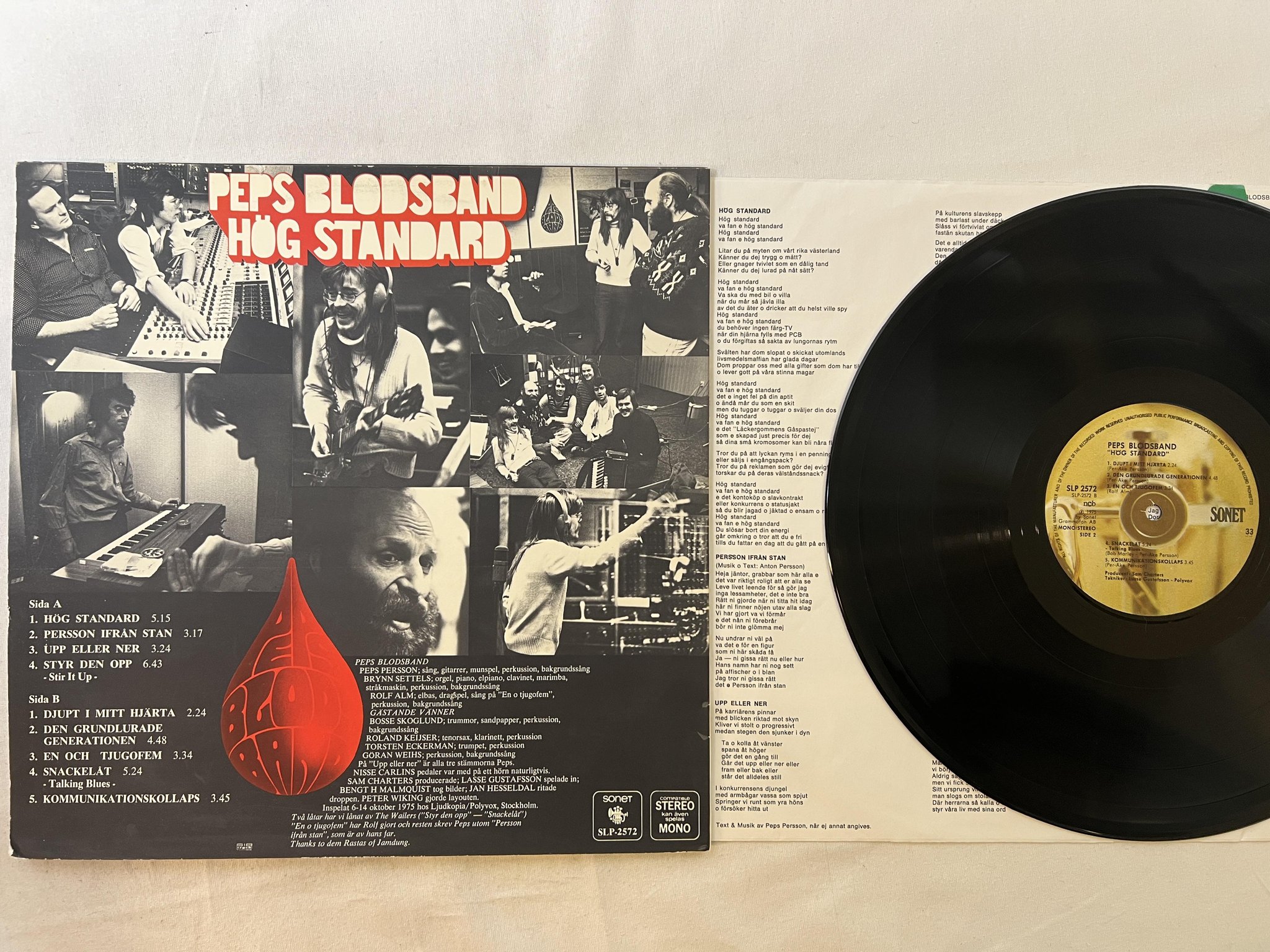 Omslagsbild för skivan PEPS PERSSON hög standard LP -75 Swe SONET SLP-2572 *** Klassisker ***