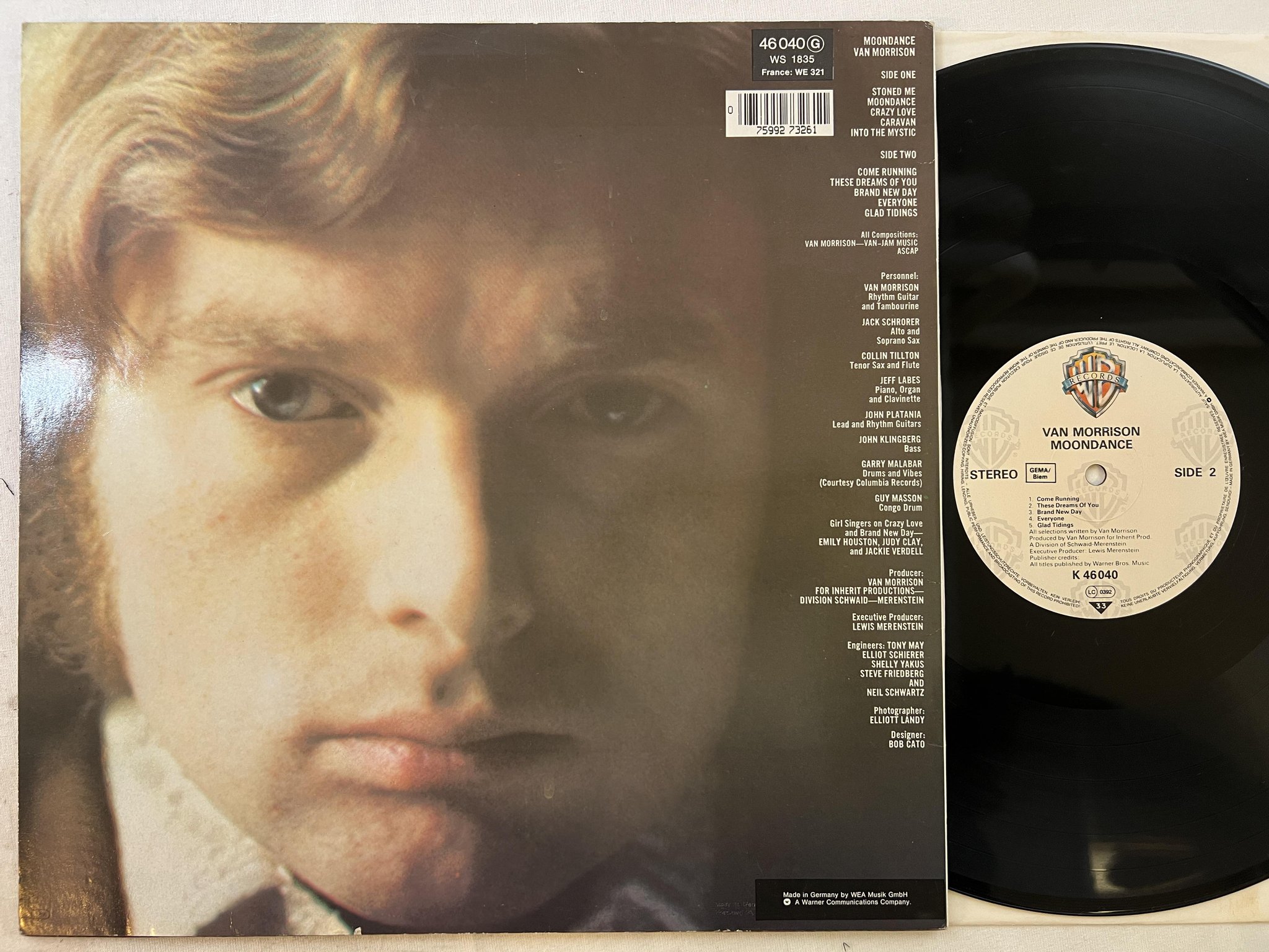 Omslagsbild för skivan VAN MORRISON moondance LP re Ger WARNER K 46040