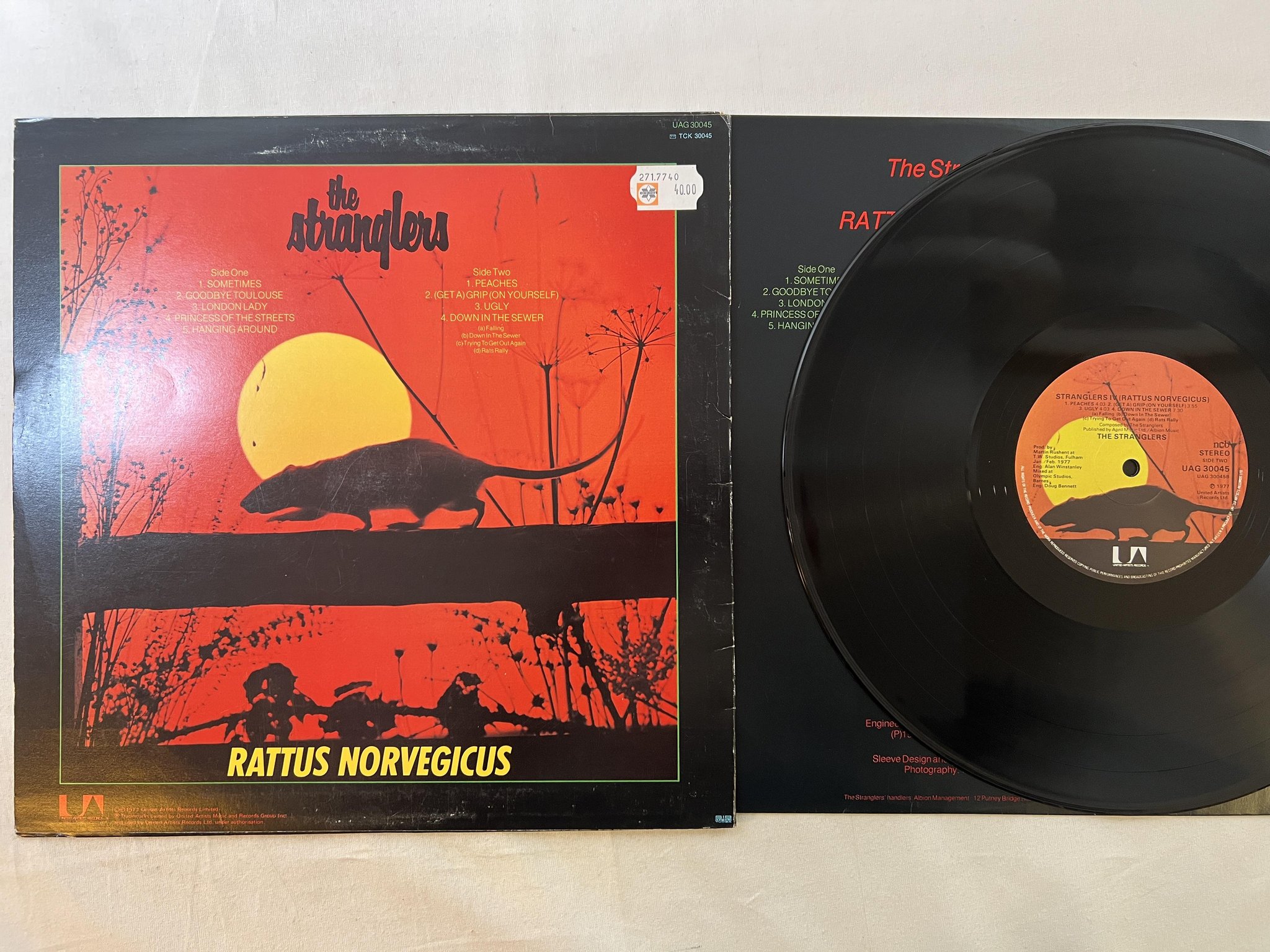 Omslagsbild för skivan STRANGLERS Stranglers IV (Rattus Norvegicus) LP -77 UK UNITED UAG 30045