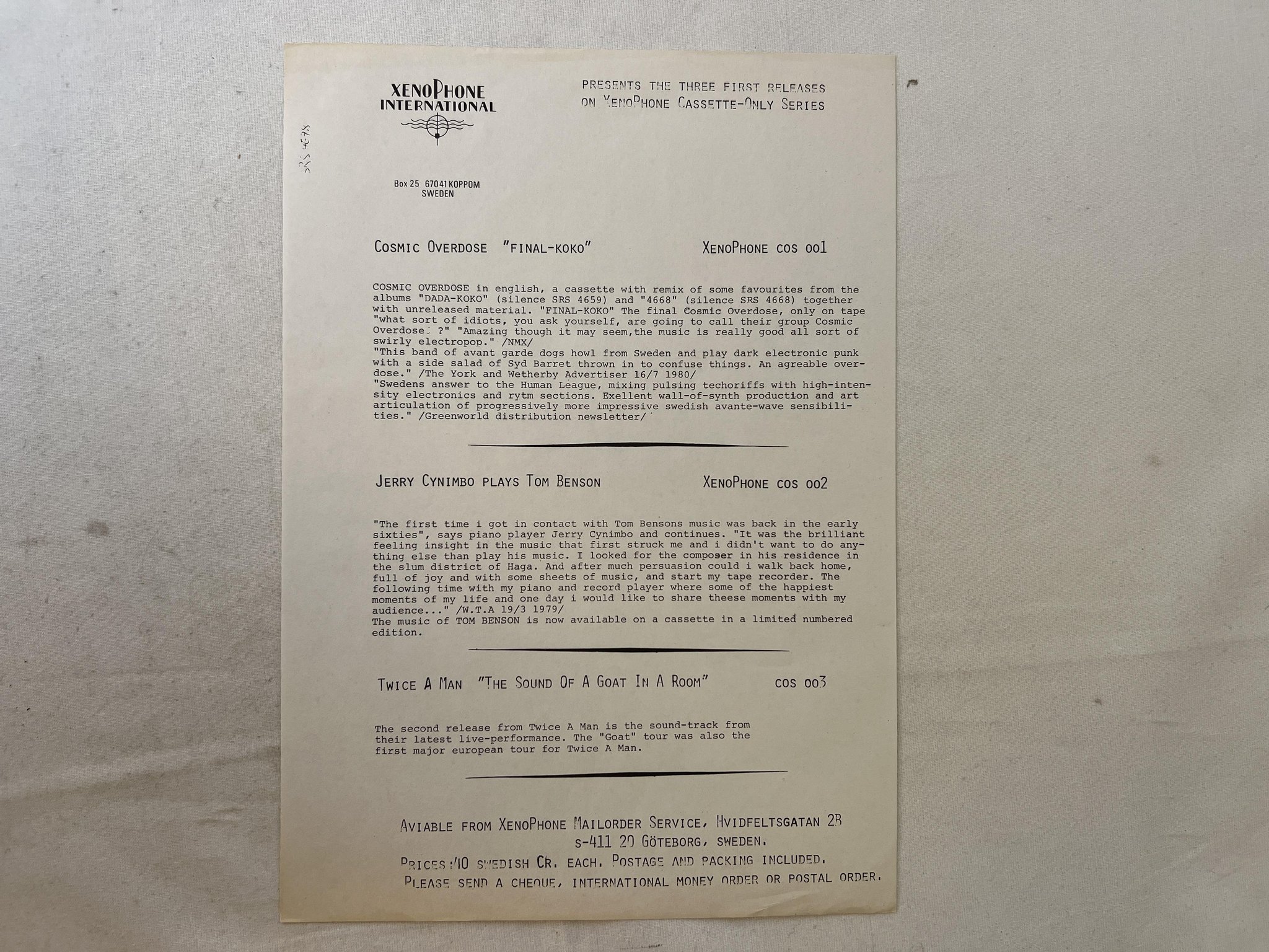 Omslagsbild för skivan TWICE A MAN music for girls LP -82 SILENCE SRS 4678