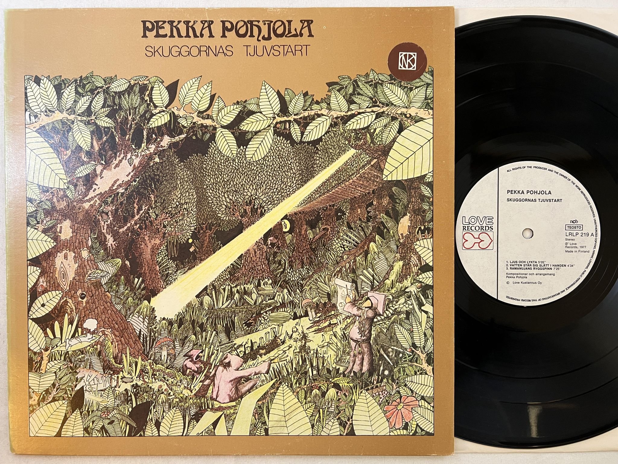 Omslagsbild för skivan PEKKA POHJOLA skuggornas tjuvstart LP -77 LOVE RECORDS LRLP 219