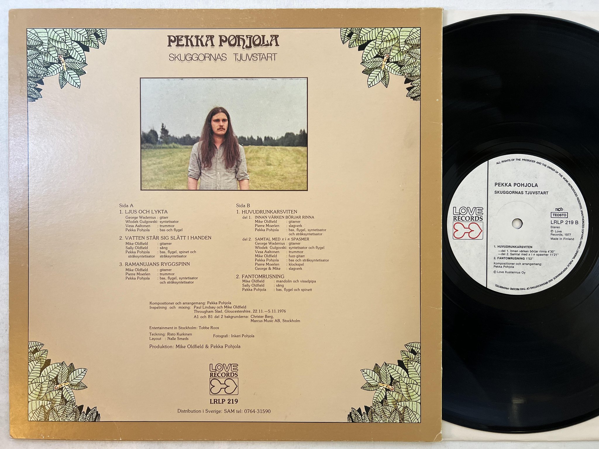 Omslagsbild för skivan PEKKA POHJOLA skuggornas tjuvstart LP -77 LOVE RECORDS LRLP 219