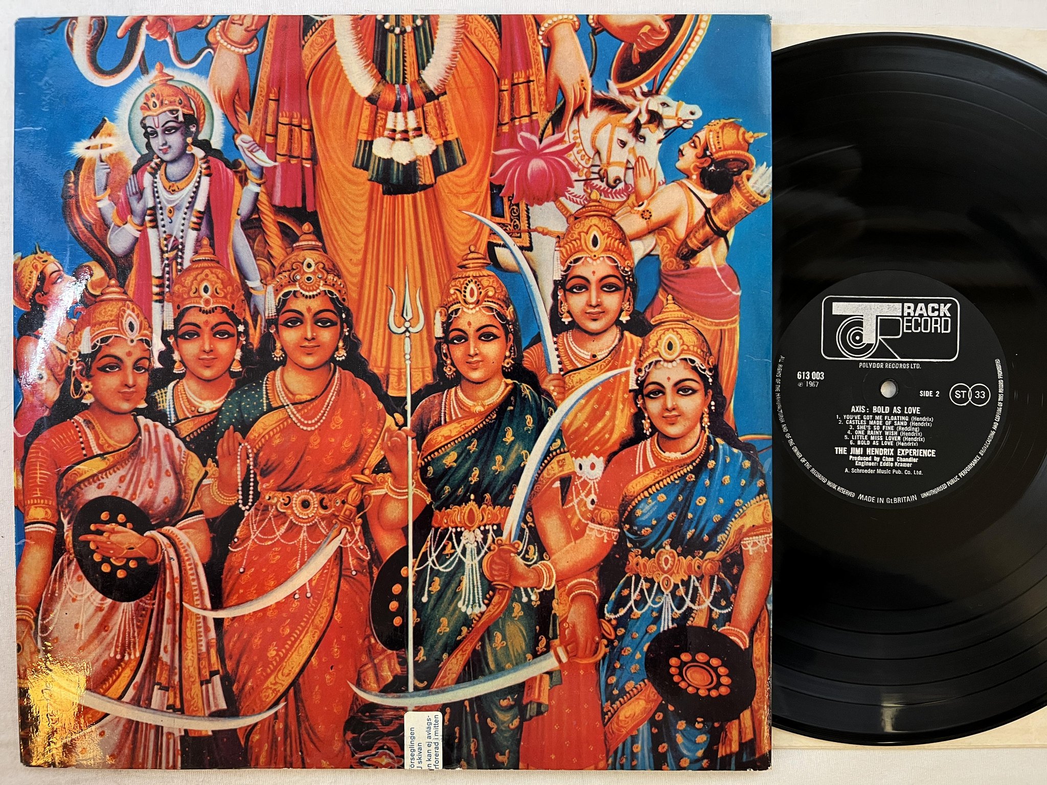 Omslagsbild för skivan THE JIMI HENDRIX EXPERIENCE axis: bold as love LP 67 UK TRACK 613 003 ** RARE **