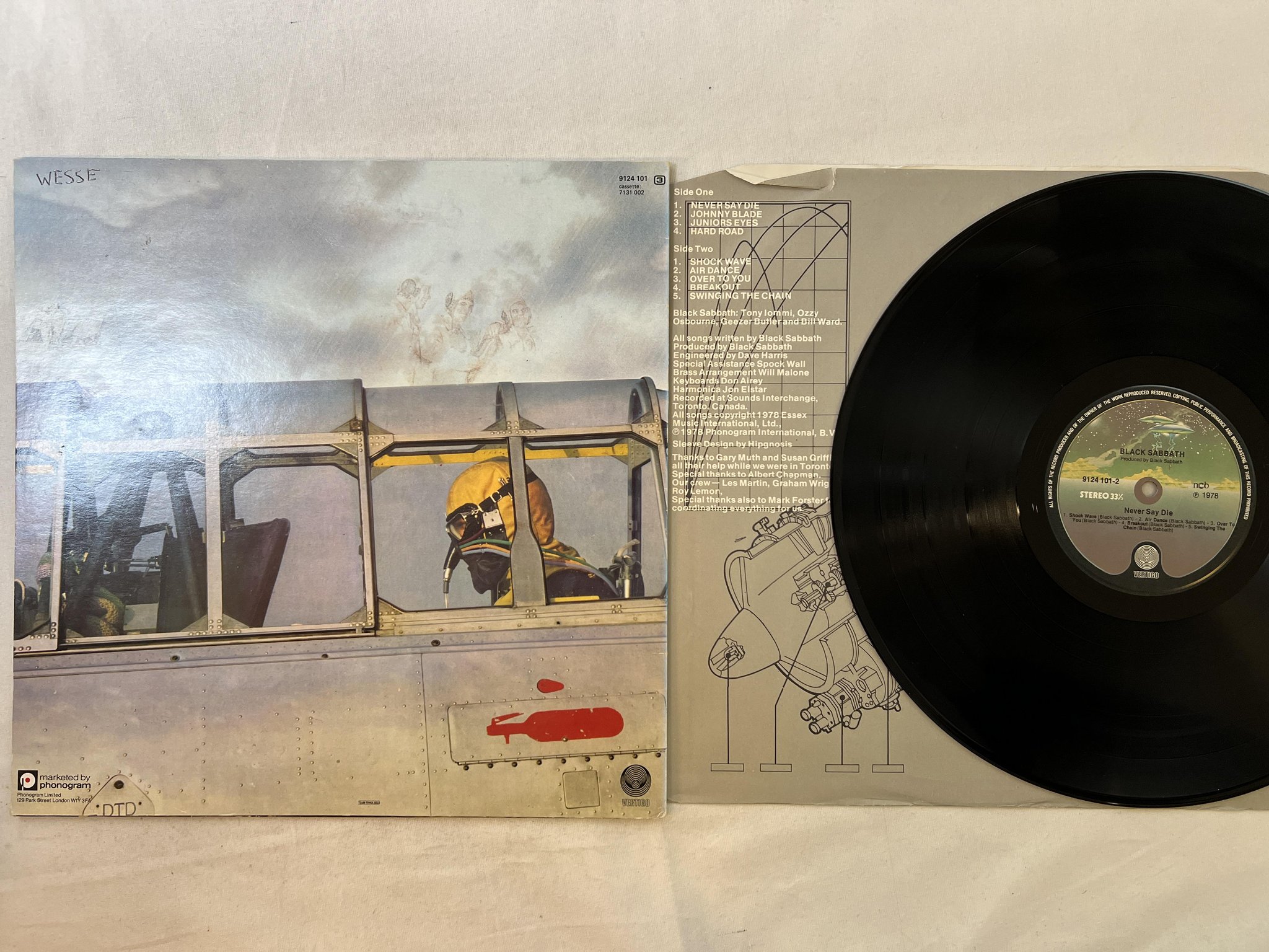 Omslagsbild för skivan BLACK SABBATH never say die LP -78 ncb VERTIGO 9124 101-1