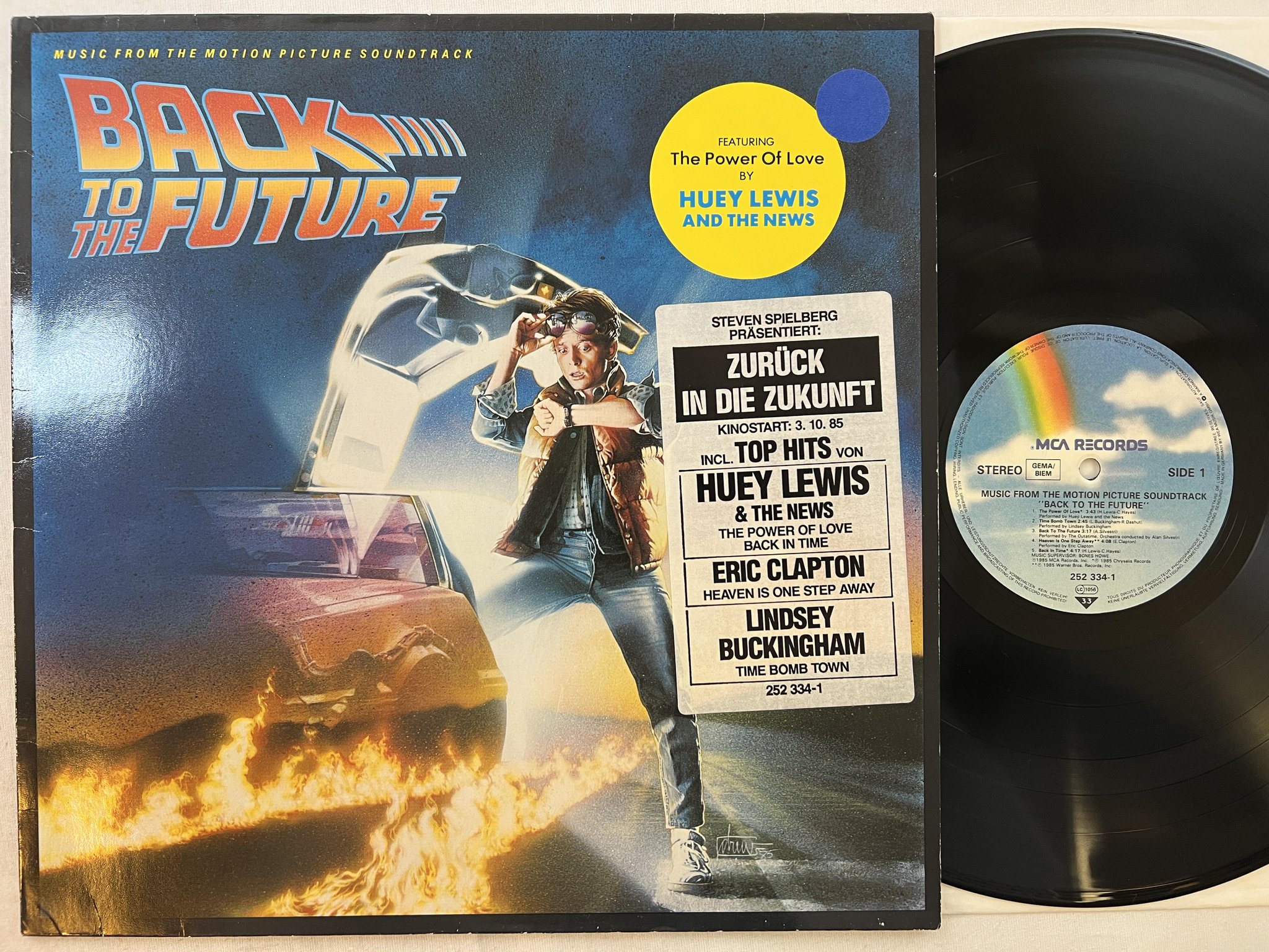 Omslagsbild för skivan V/A back to the future LP -85 Ger MCA 252 334-1 ** KULT ** soundtrack